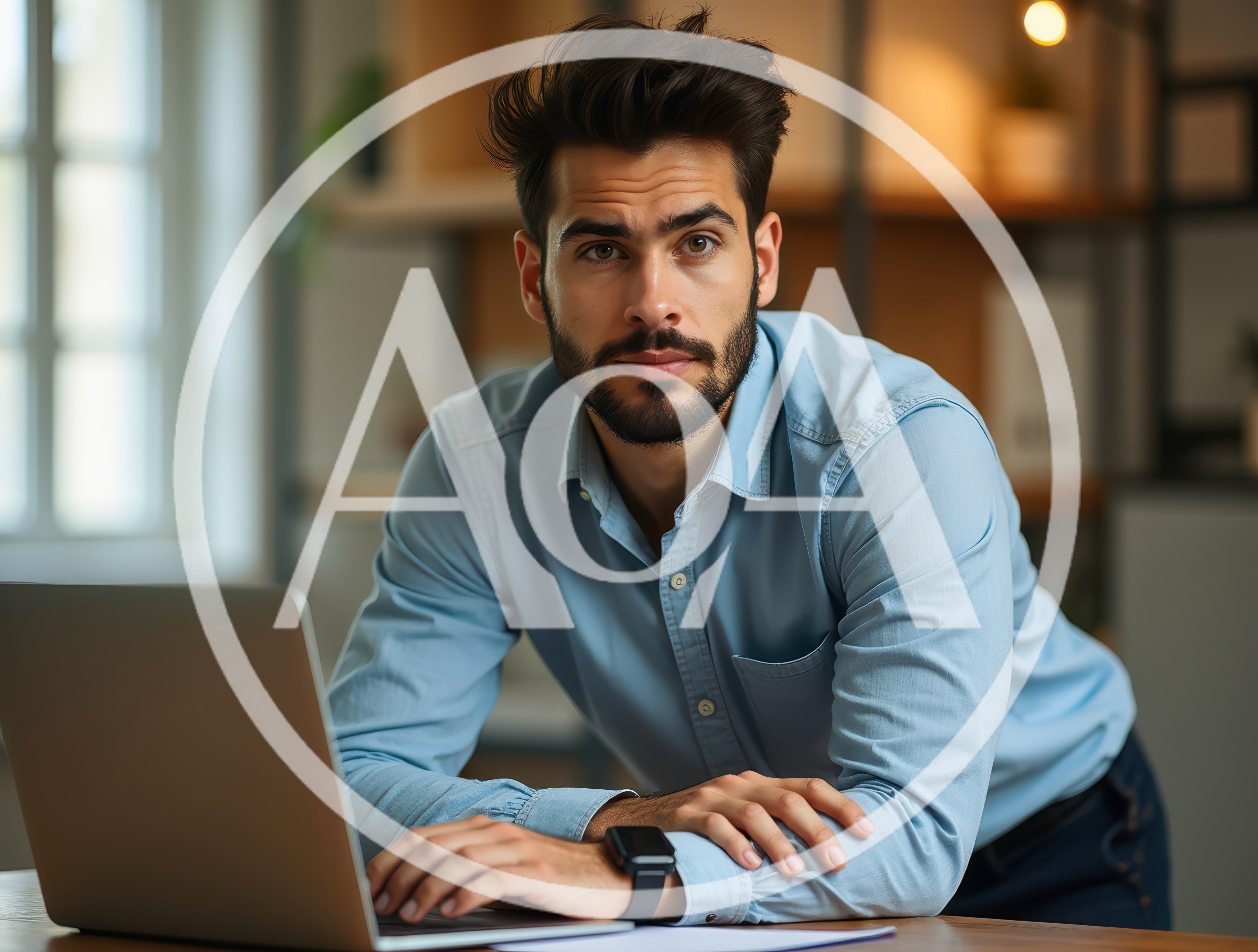 Young Professional Man Working On Laptop In Modern Office