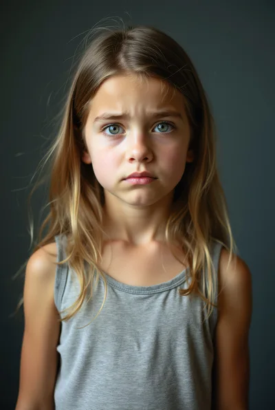 Portrait Of A Sad Young Girl