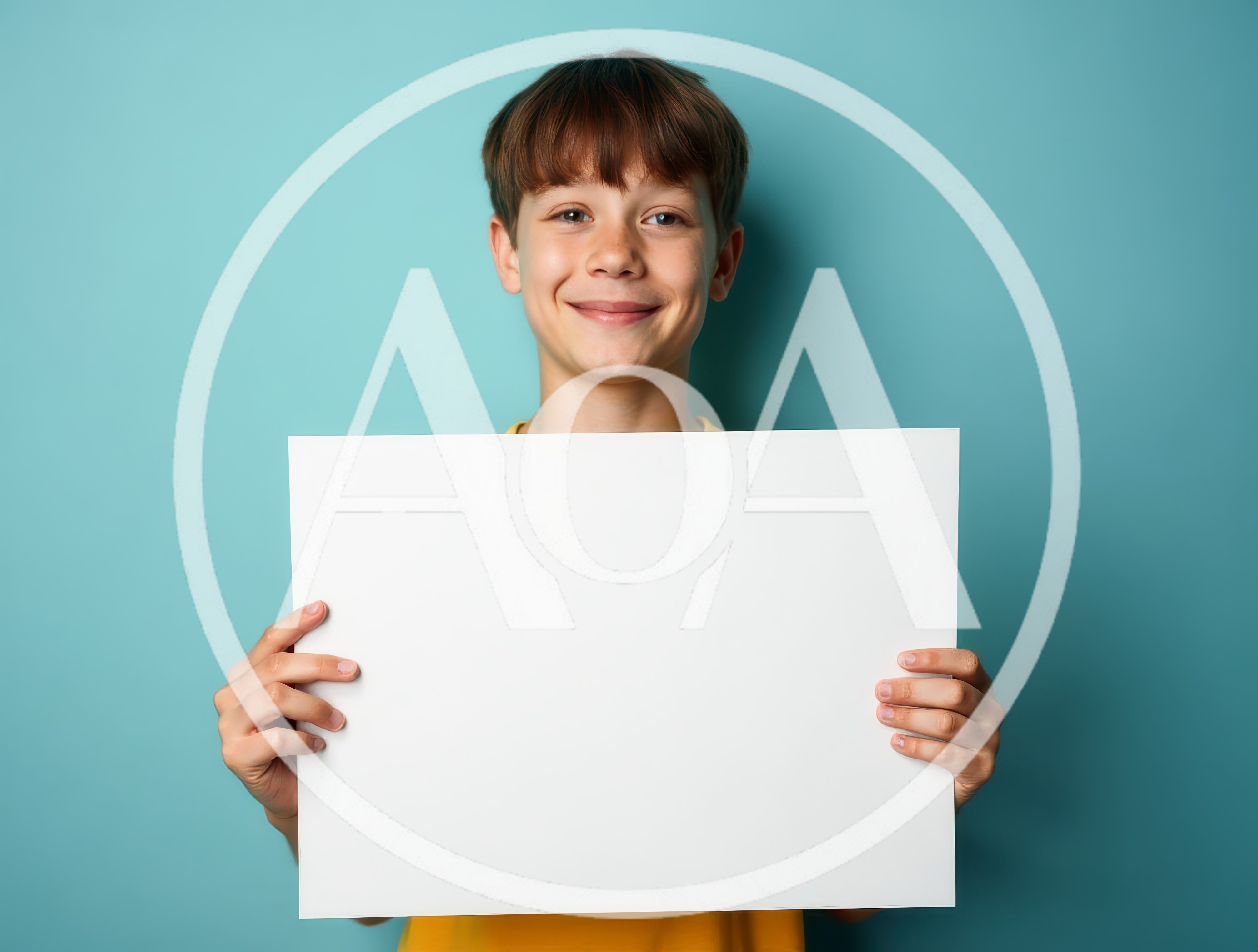Young Boy Holding Blank White Sign