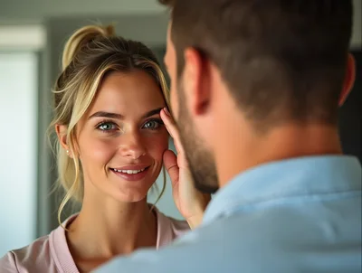 Young Woman Smiling At Her Partner Indoors