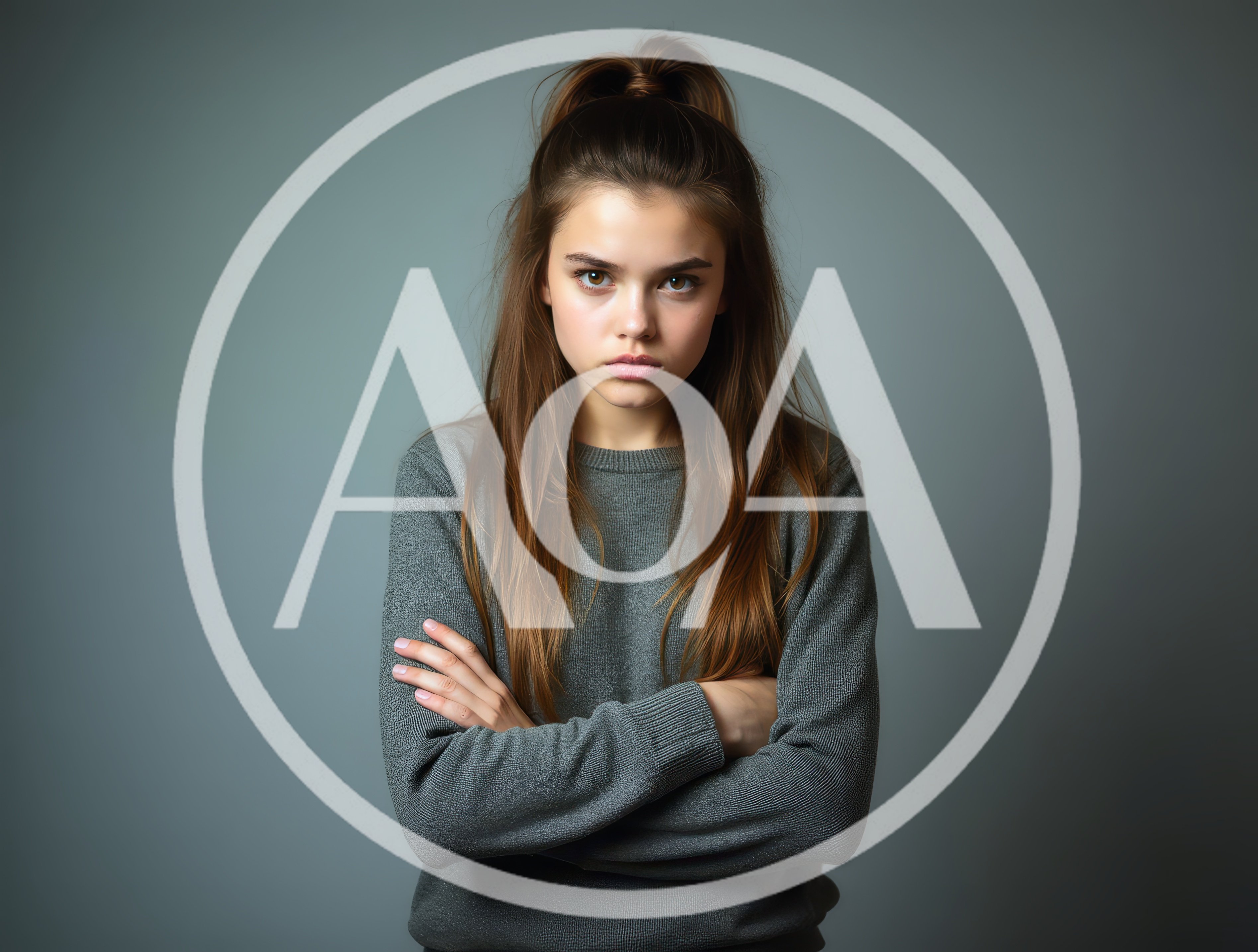 Young Woman With Crossed Arms Looking At Camera