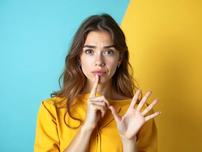 Young Woman Gesturing Silence And Counting With Fingers