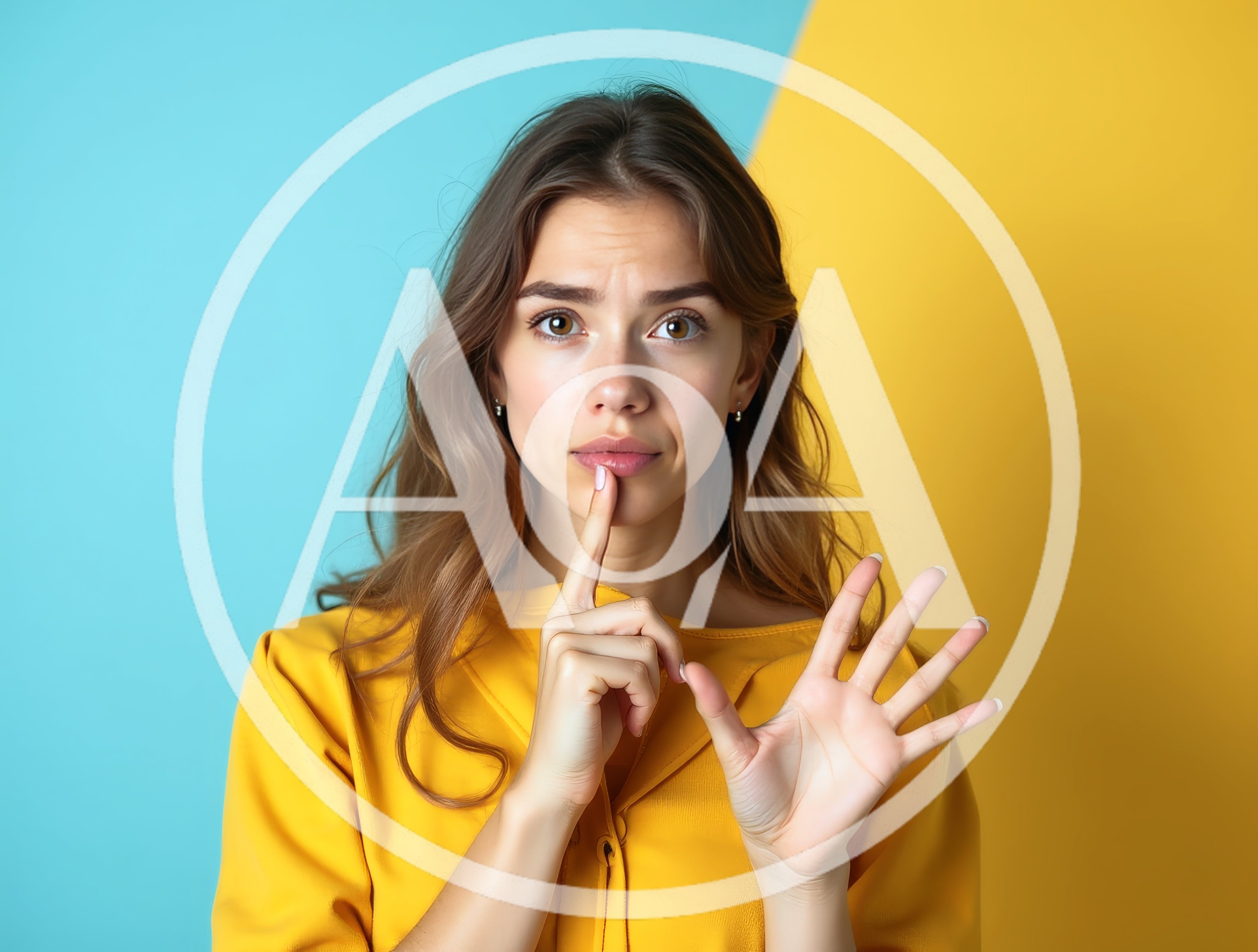 Young Woman Gesturing Silence And Counting With Fingers