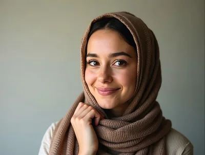 Portrait Of A Smiling Young Woman Wearing A Hijab