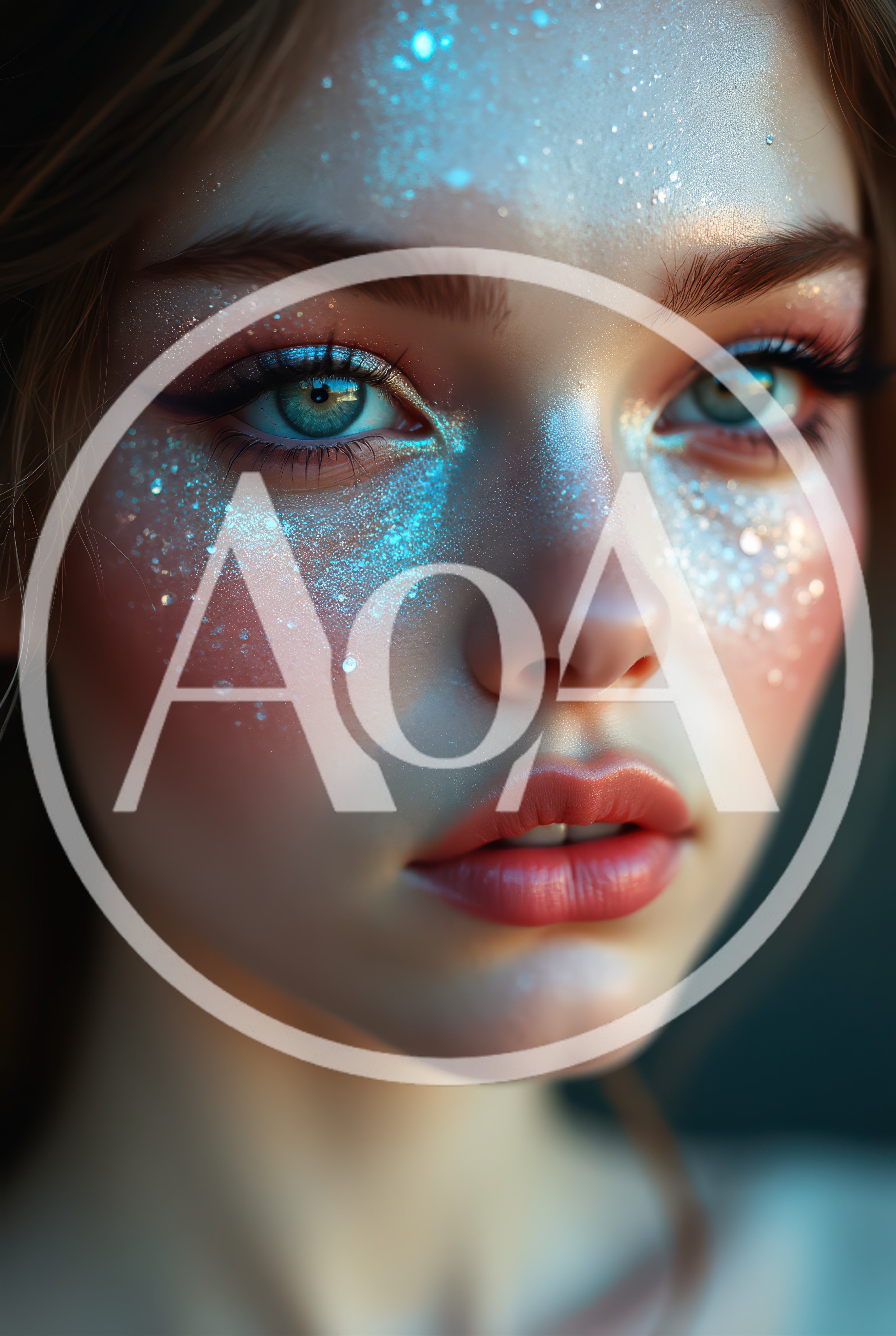 Close Up Portrait Of Woman With Glitter Makeup