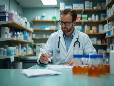 Pharmacist Working In A Pharmacy Laboratory