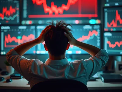 Stressed Trader Looking At Stock Market Charts