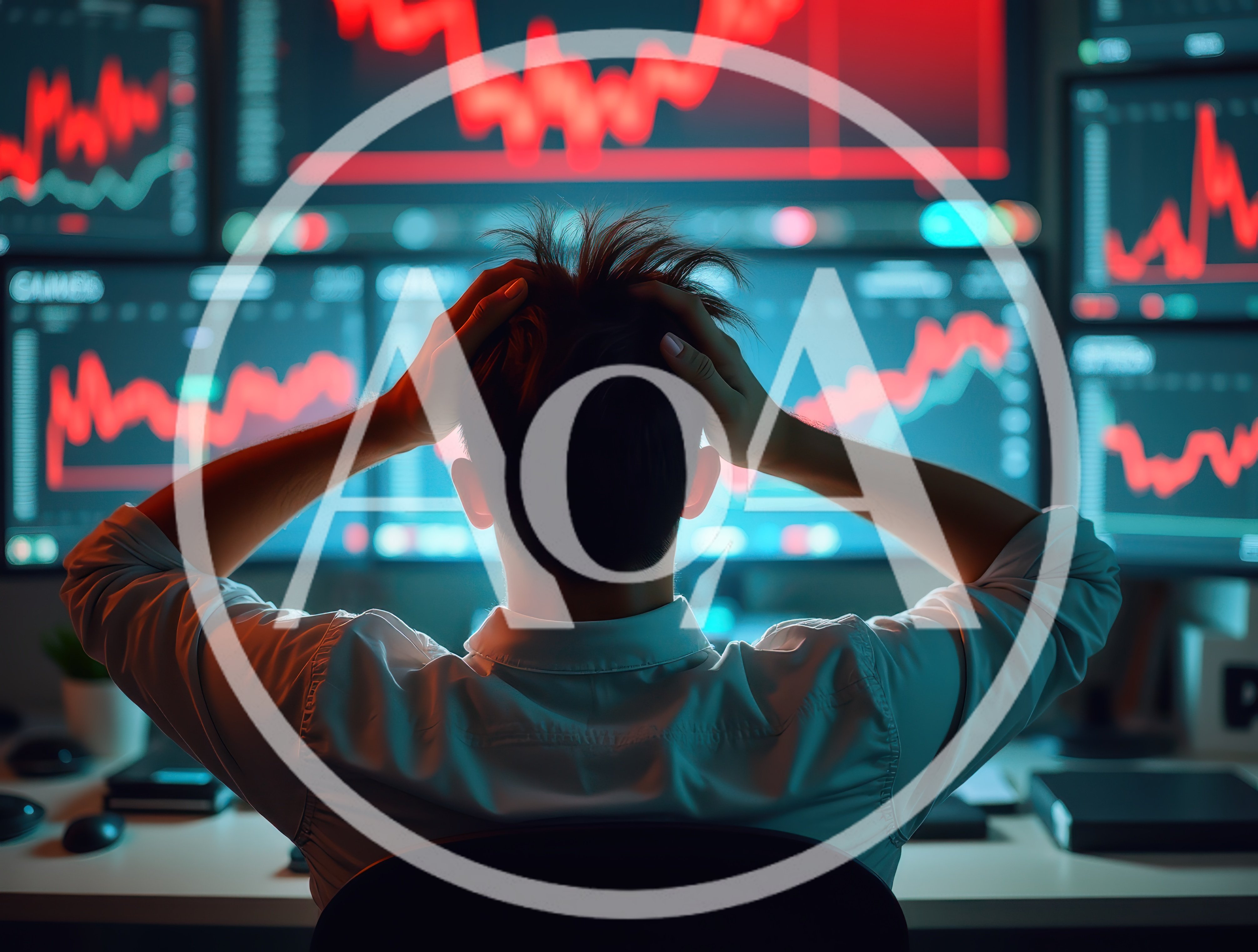 Stressed Trader Looking At Stock Market Charts