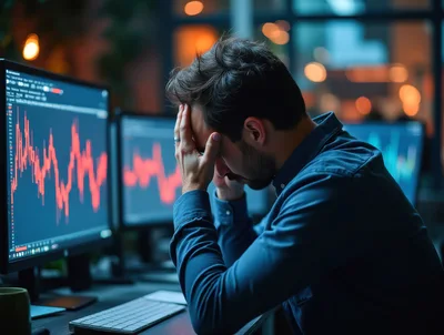 Stressed Financial Trader Looking At Stock Market Charts