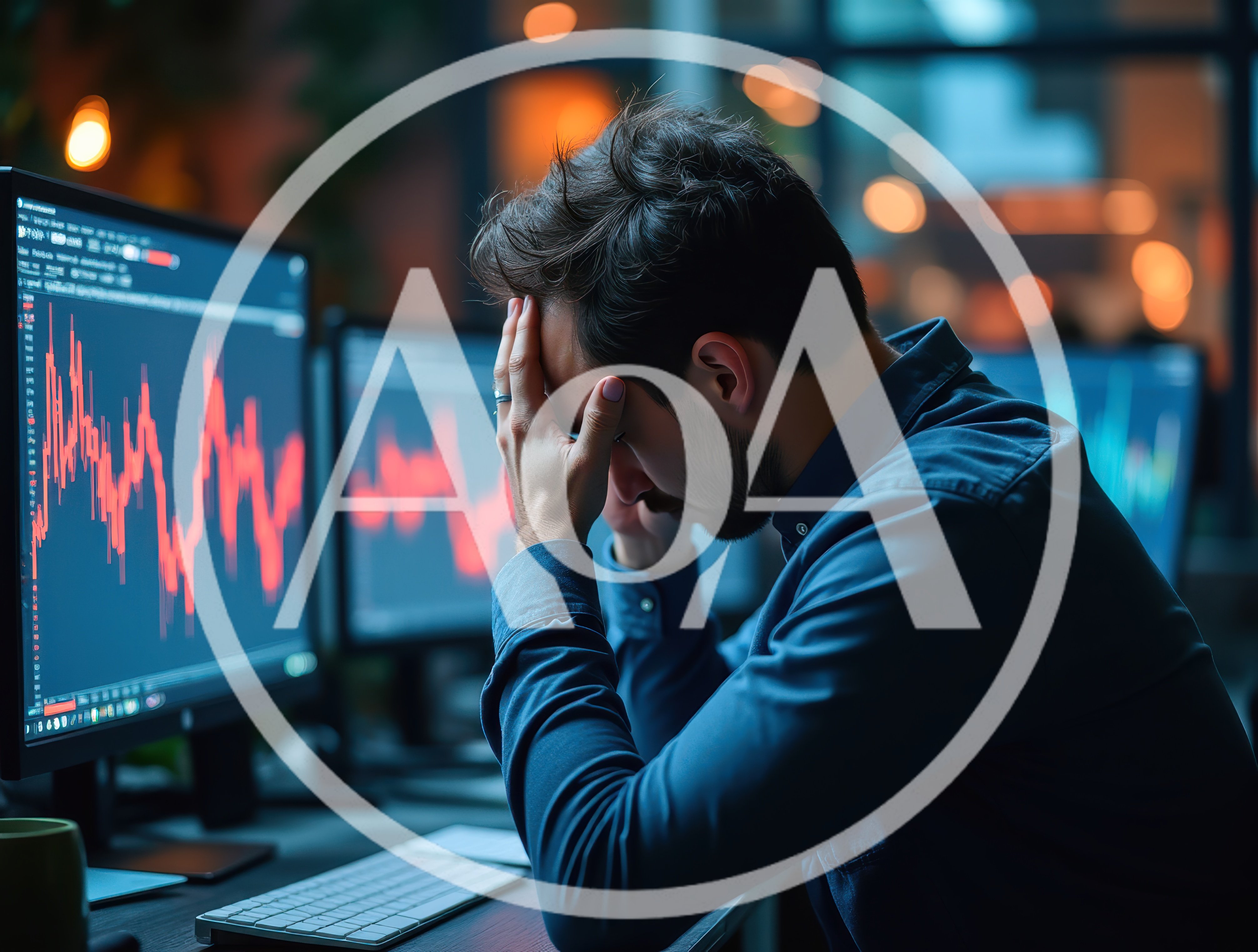 Stressed Financial Trader Looking At Stock Market Charts