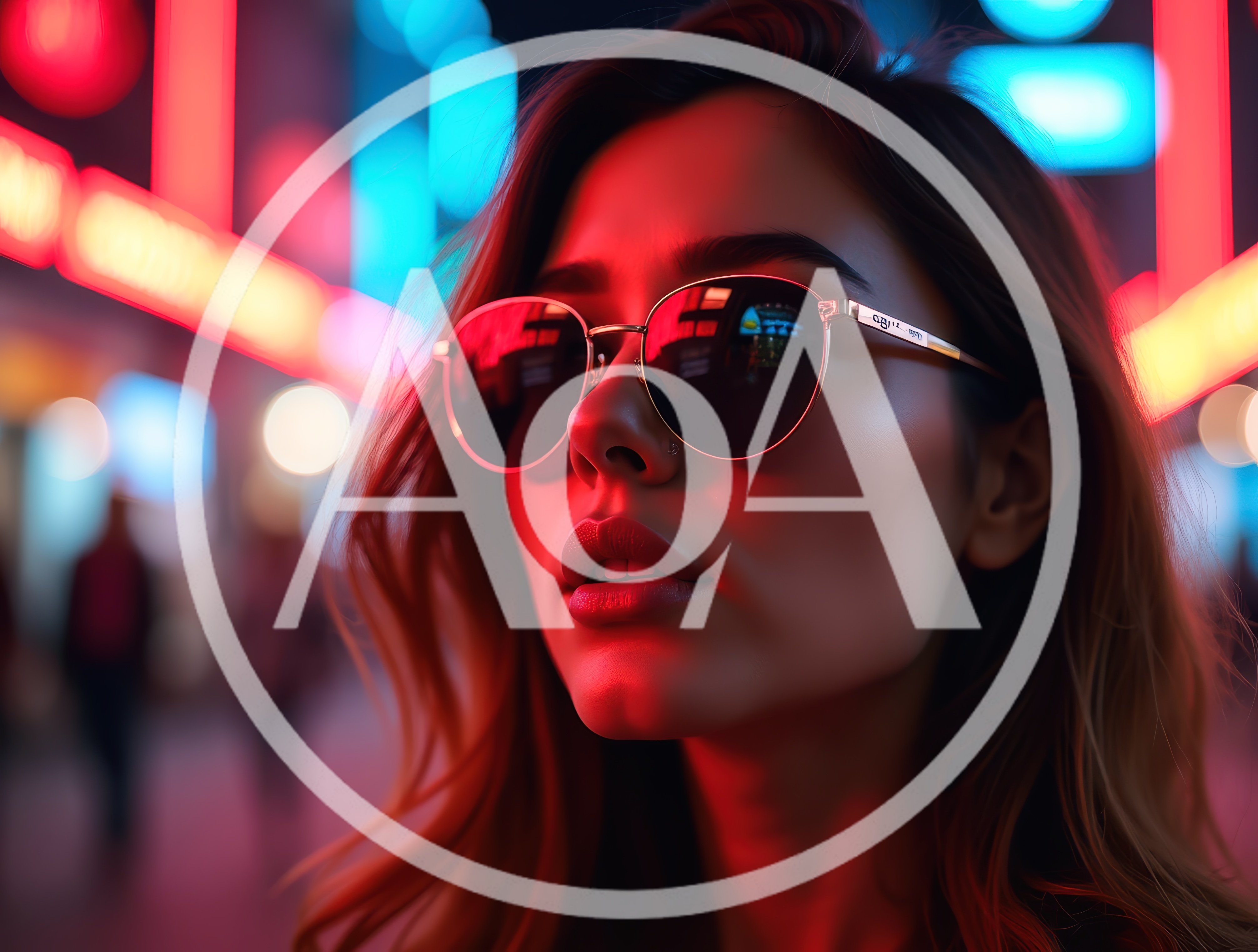 Young Woman Wearing Sunglasses In Neon City Lights