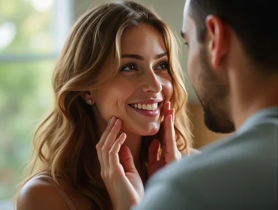 Loving Couple Sharing An Intimate Moment At Home