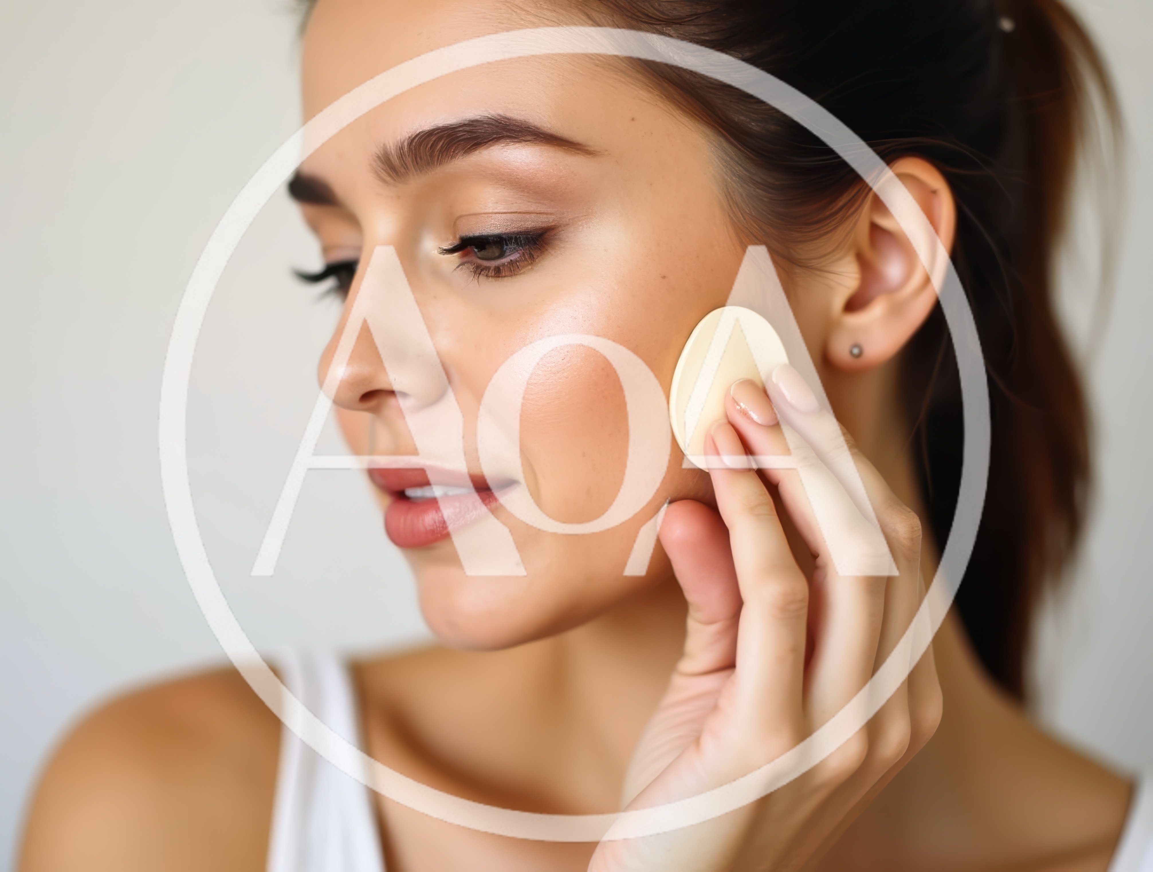 Young Woman Applying Foundation With A Makeup Sponge