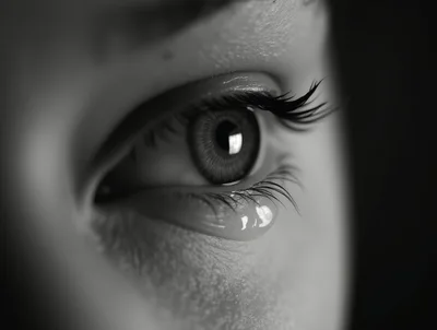 Extreme Close Up Of A Human Eye With Tear