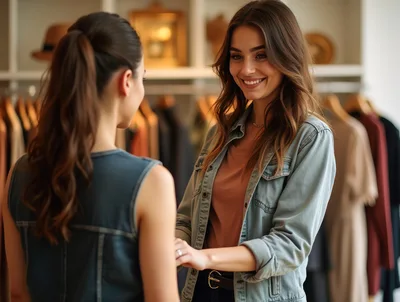 Two Women Shopping Together In A Clothing Boutique