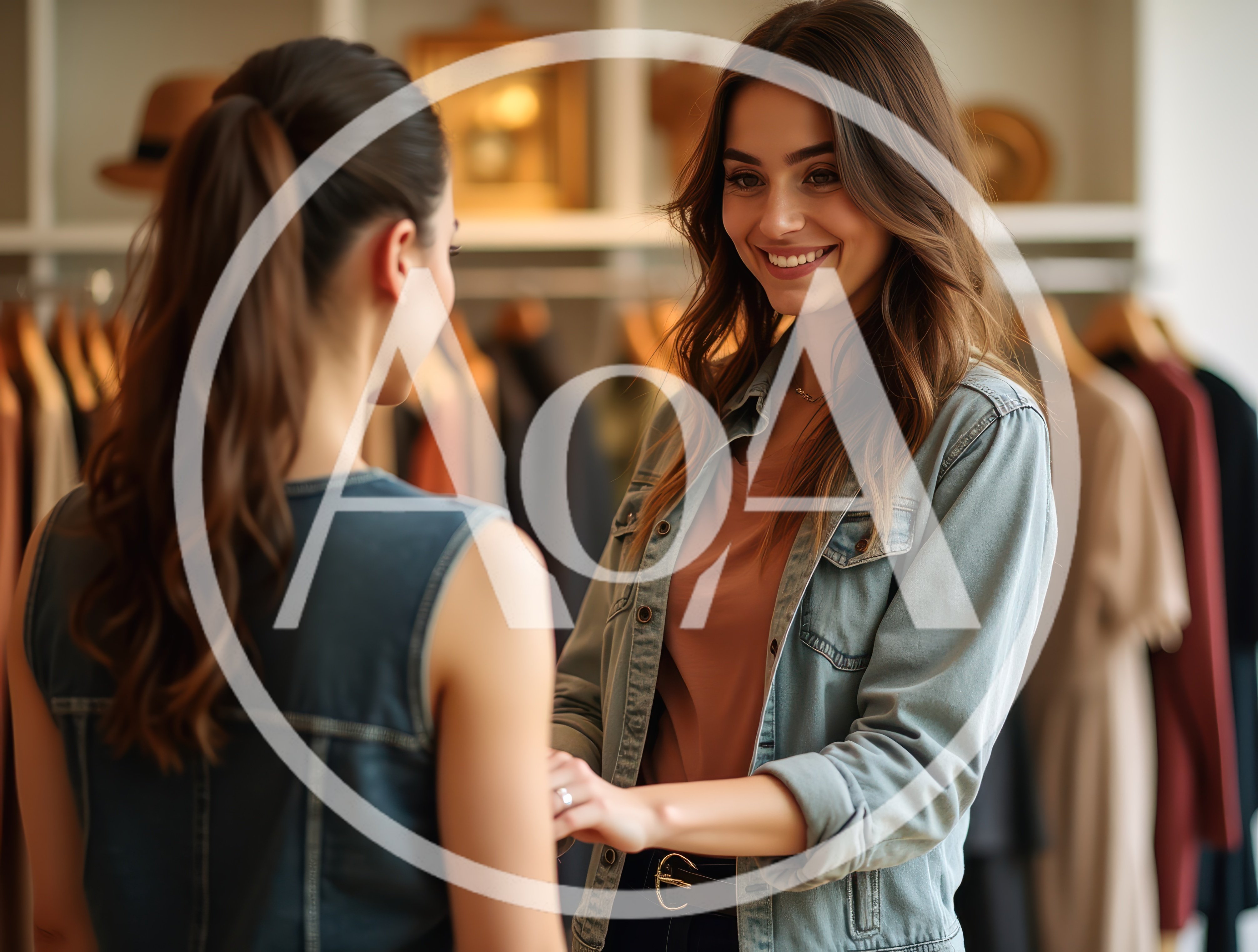 Two Women Shopping Together In A Clothing Boutique