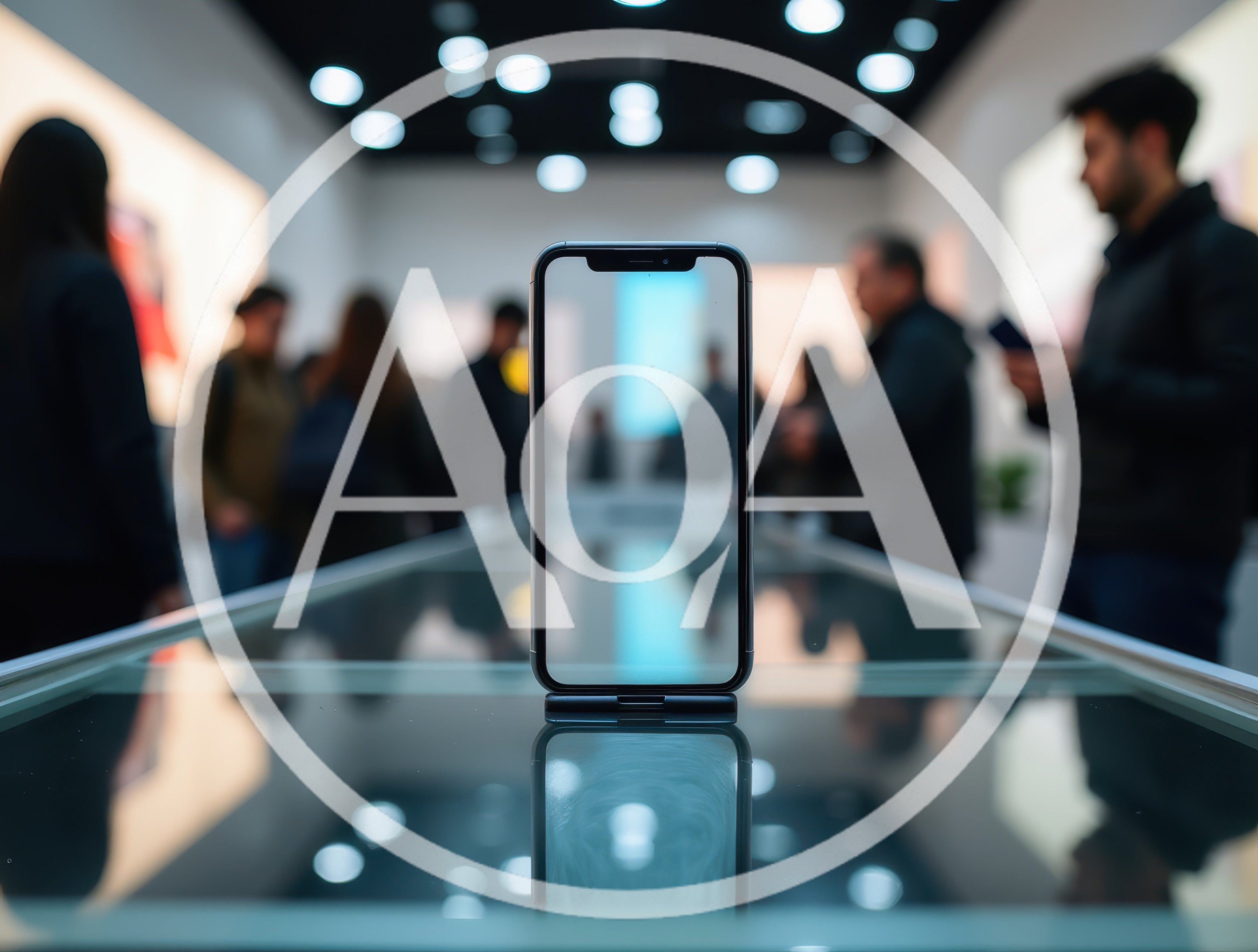 Smartphone Display Stand In A Modern Electronics Store
