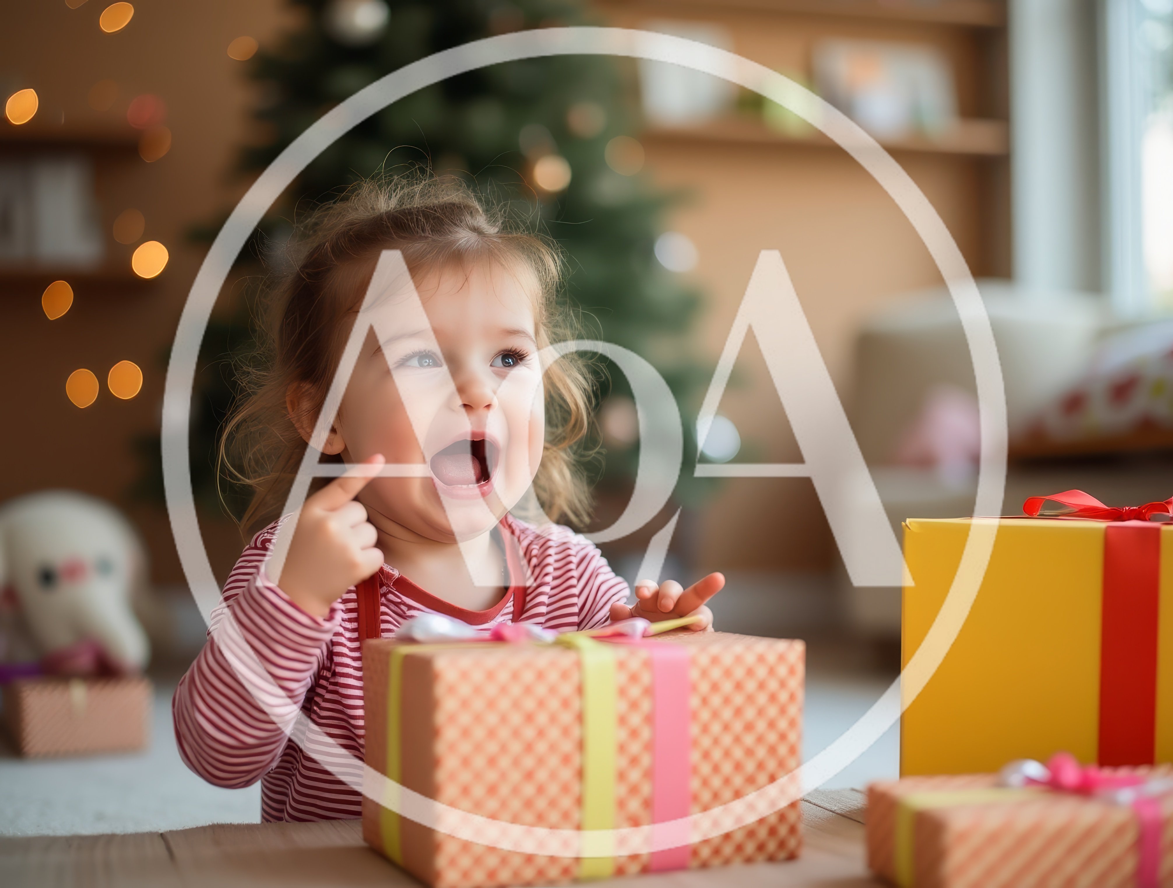 Excited Toddler Opening Christmas Presents