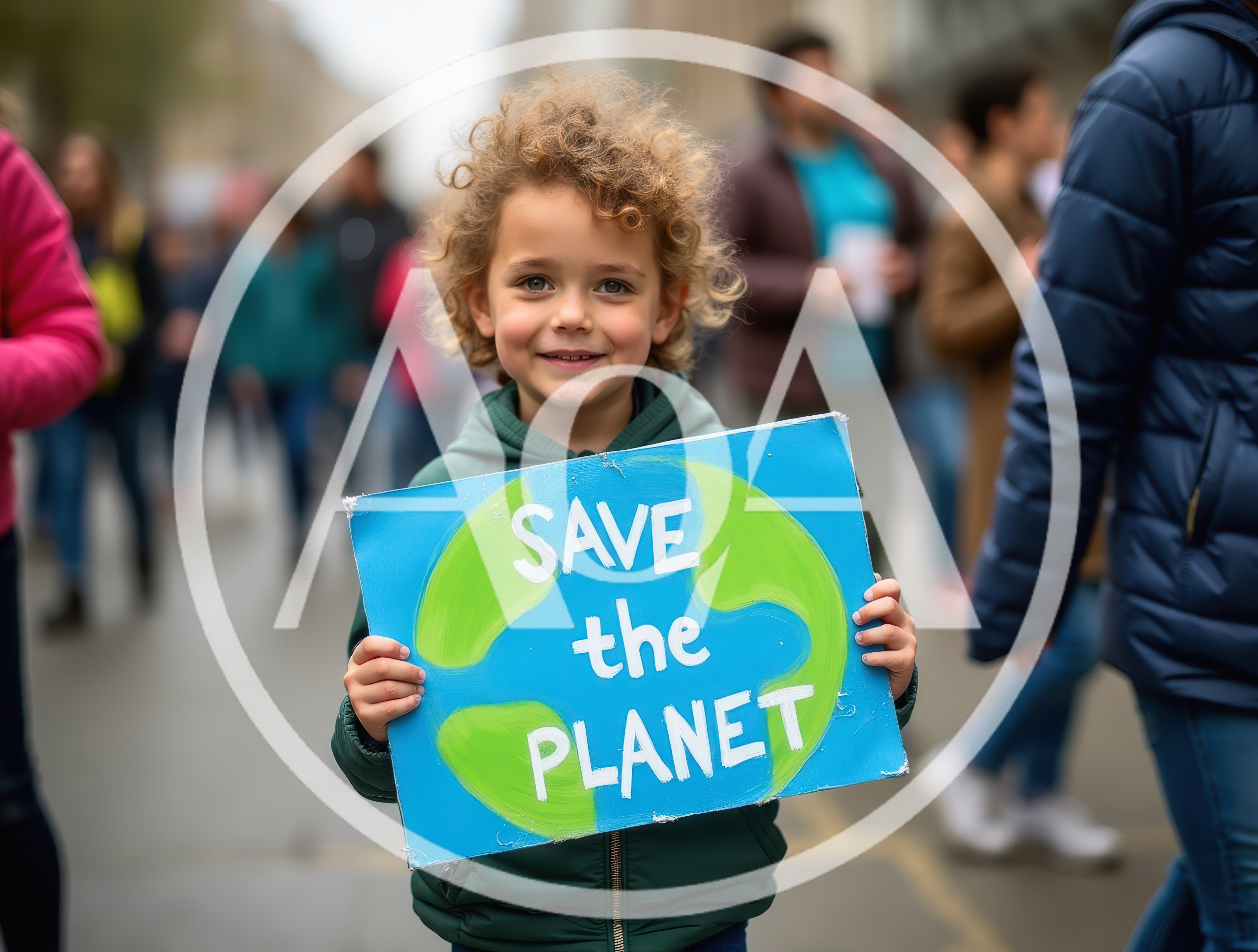 Young Child Holding Save The Planet Protest Sign
