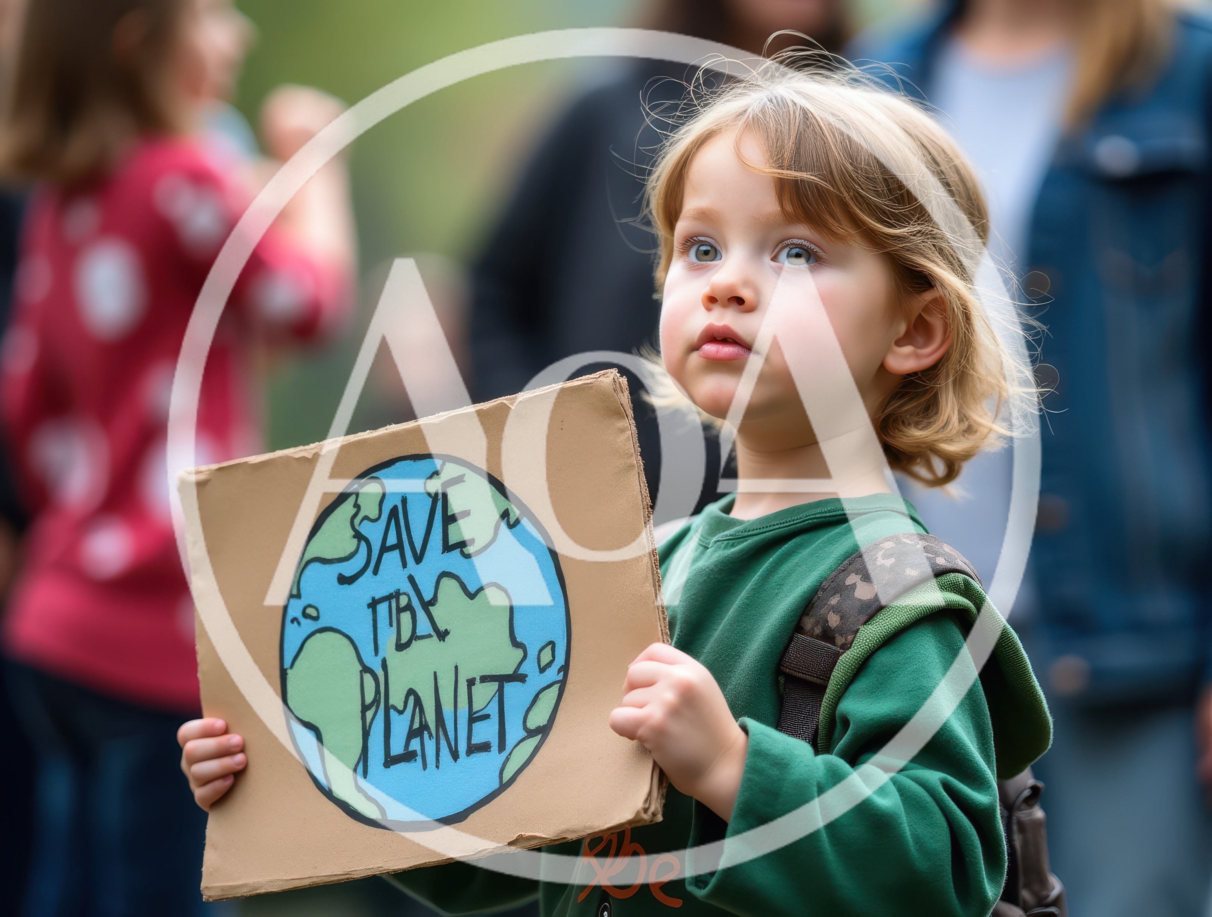 Young Child Holding Save The Planet Protest Sign