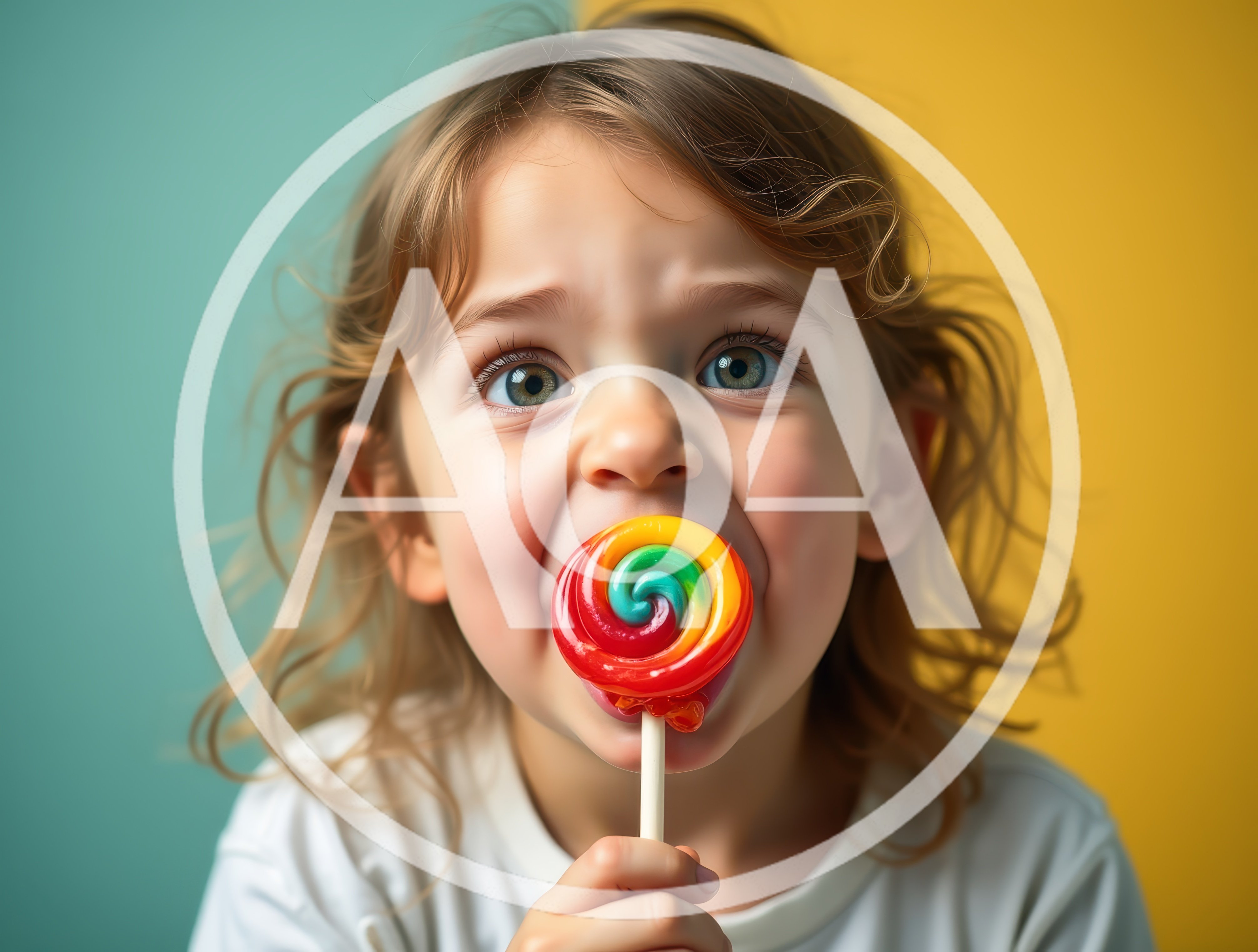 Young Child Enjoying A Colorful Swirl Lollipop