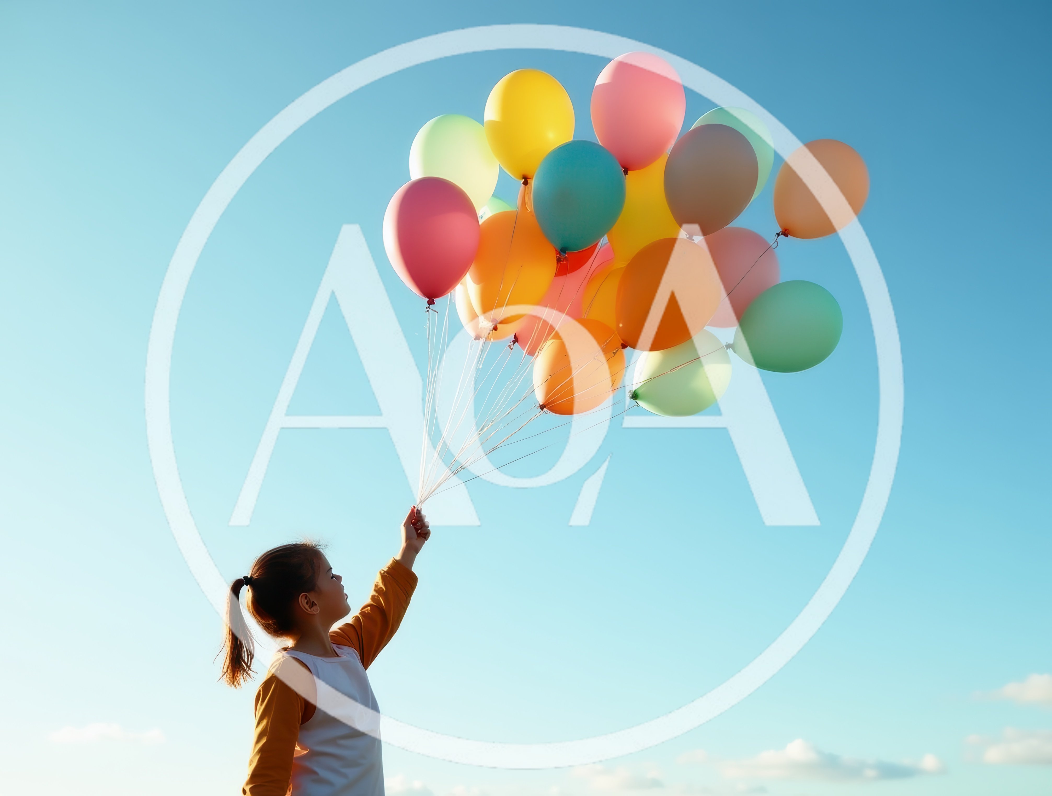 Young Girl Holding A Bunch Of Colorful Balloons