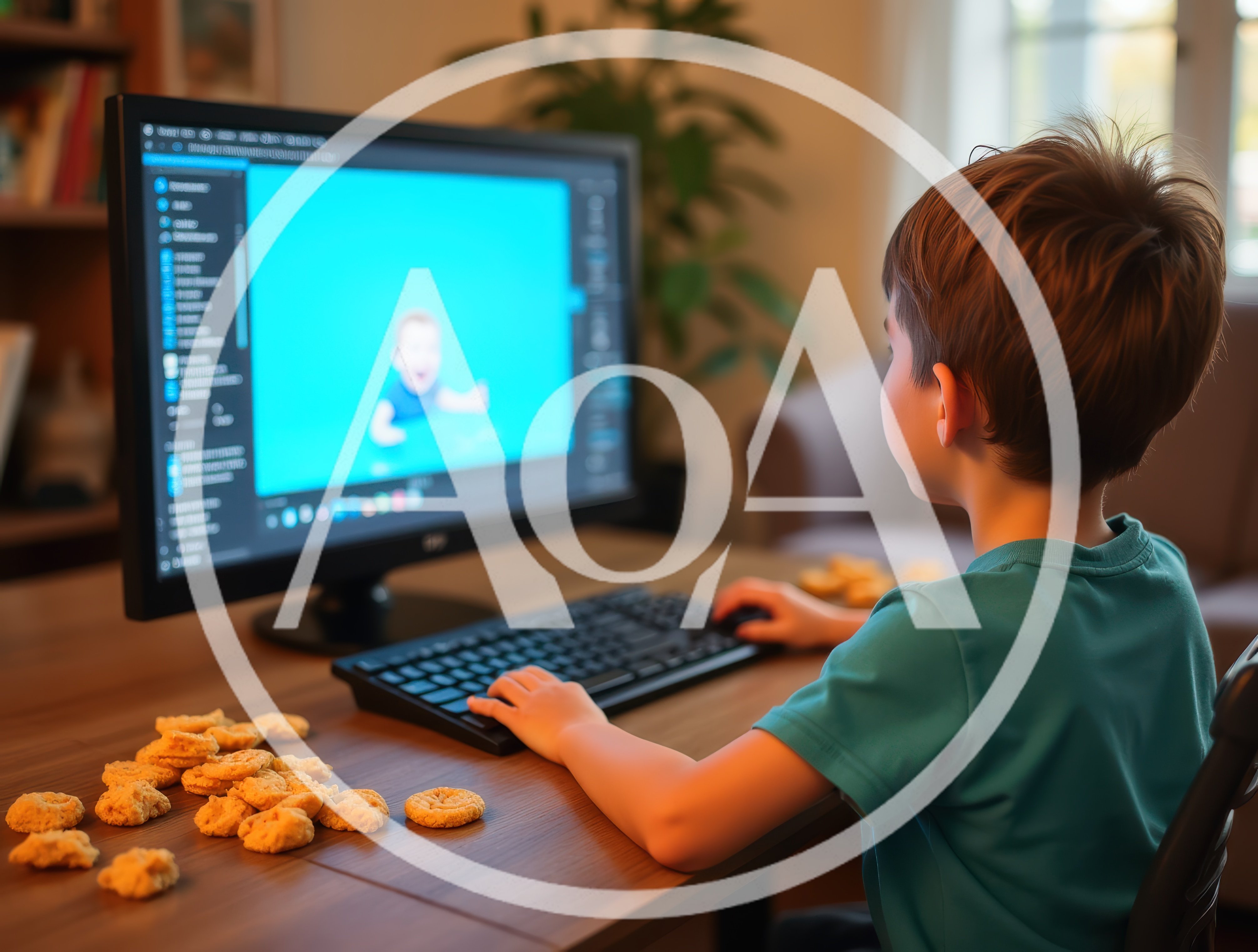 Young Boy Using Computer At Home Desk