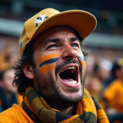 Passionate Sports Fan Cheering At Stadium
