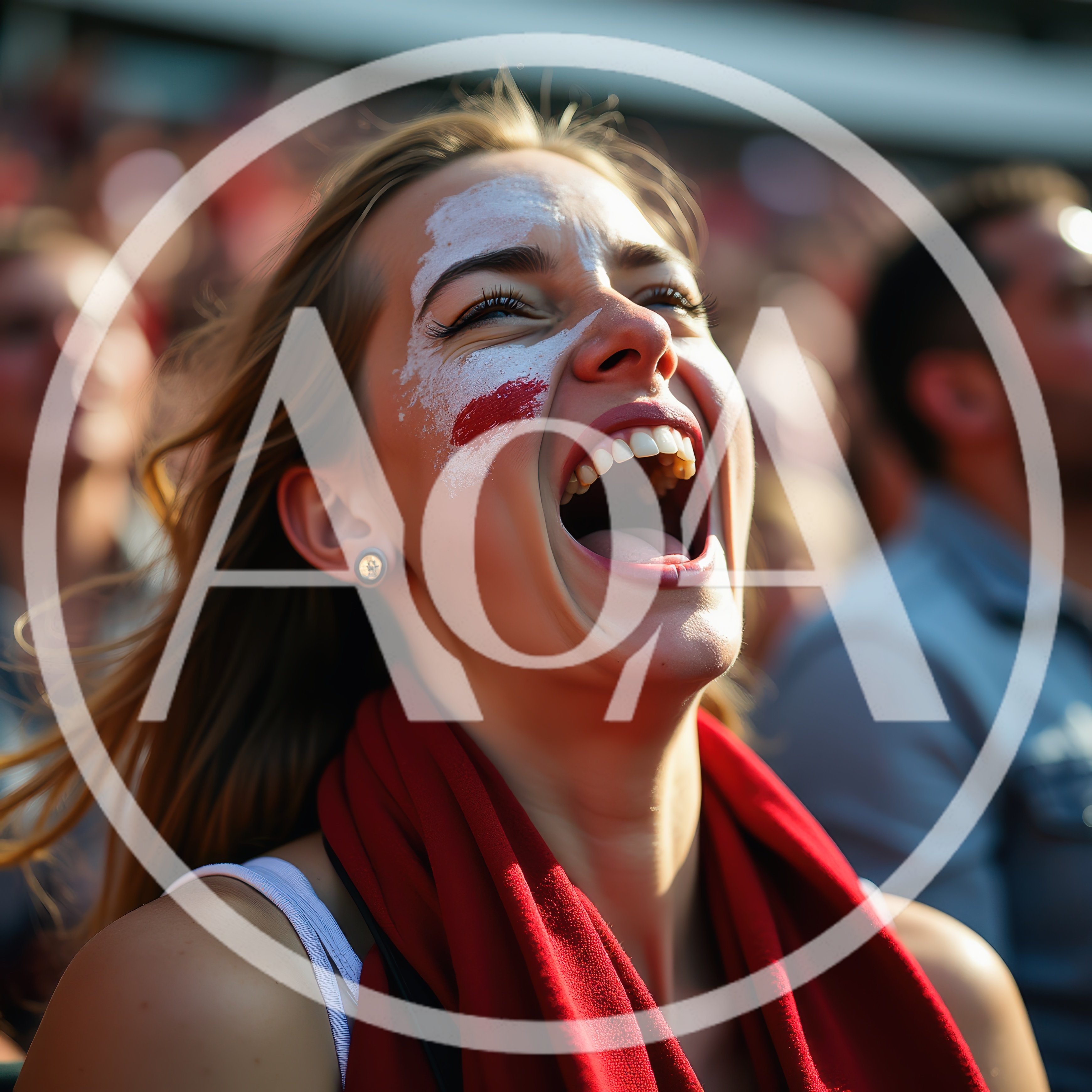 Excited Female Sports Fan Cheering In Stadium