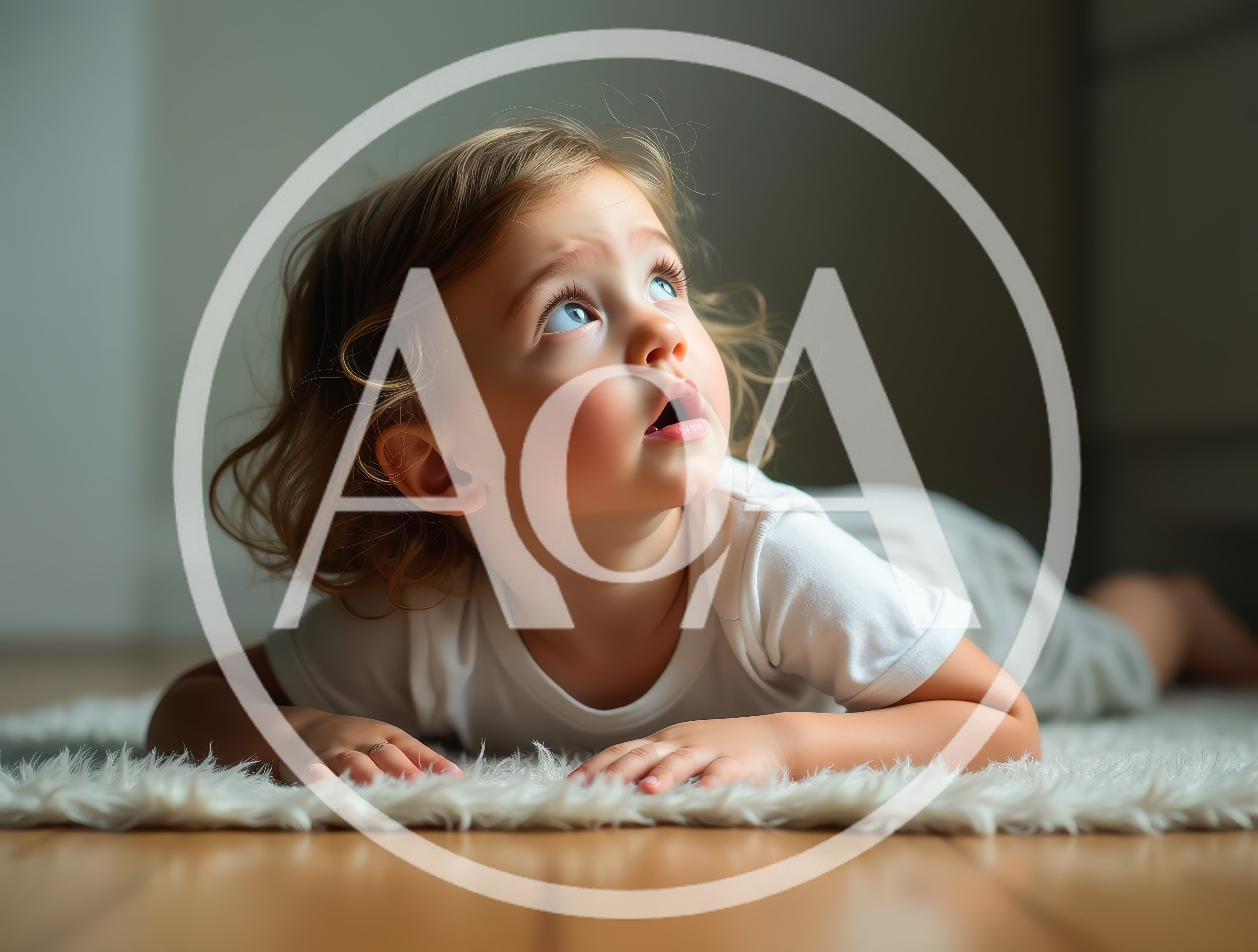 Toddler Lying On A Fluffy Rug Looking Upward
