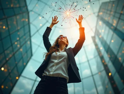 Businesswoman Creating Digital Energy Between Hands