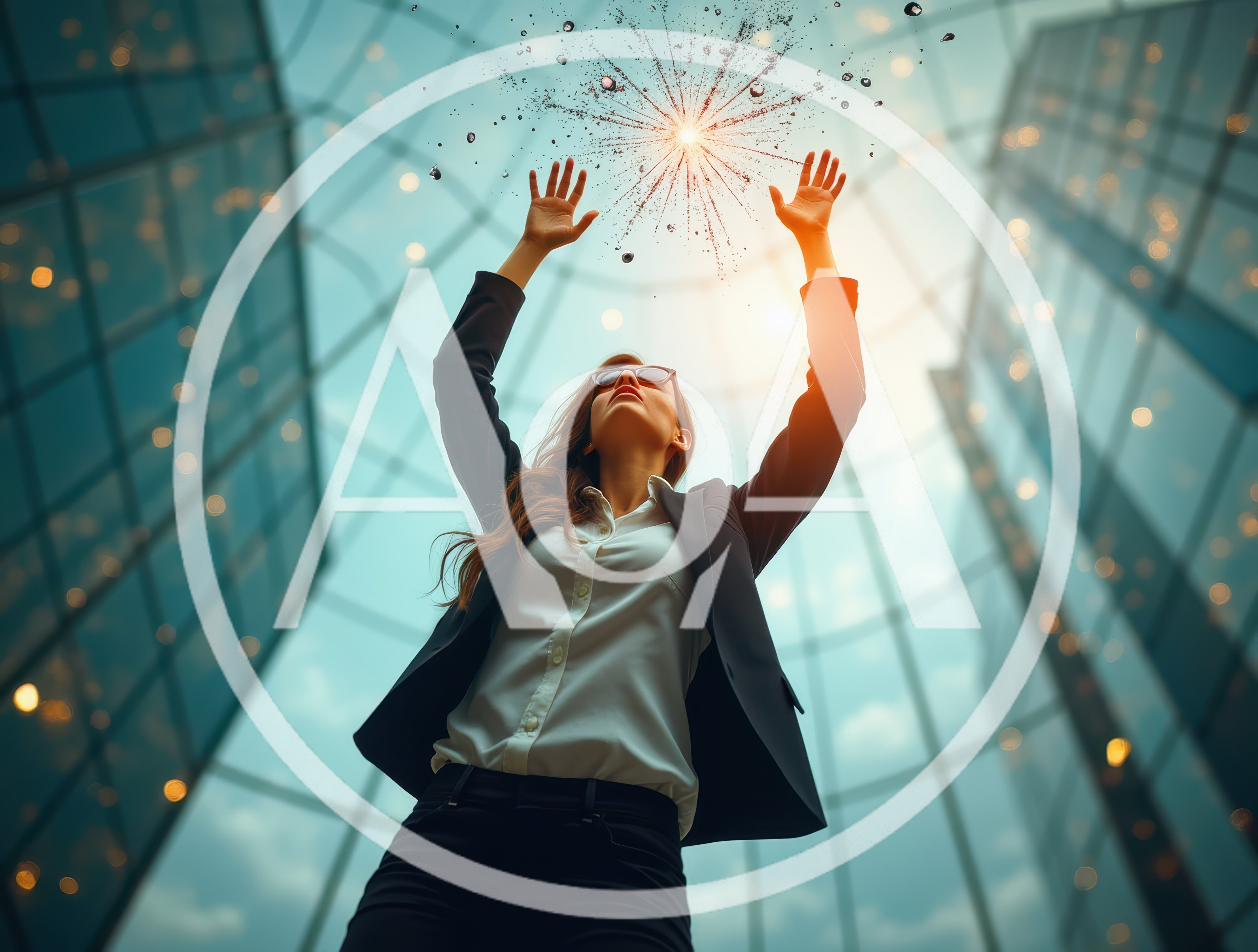 Businesswoman Creating Digital Energy Between Hands