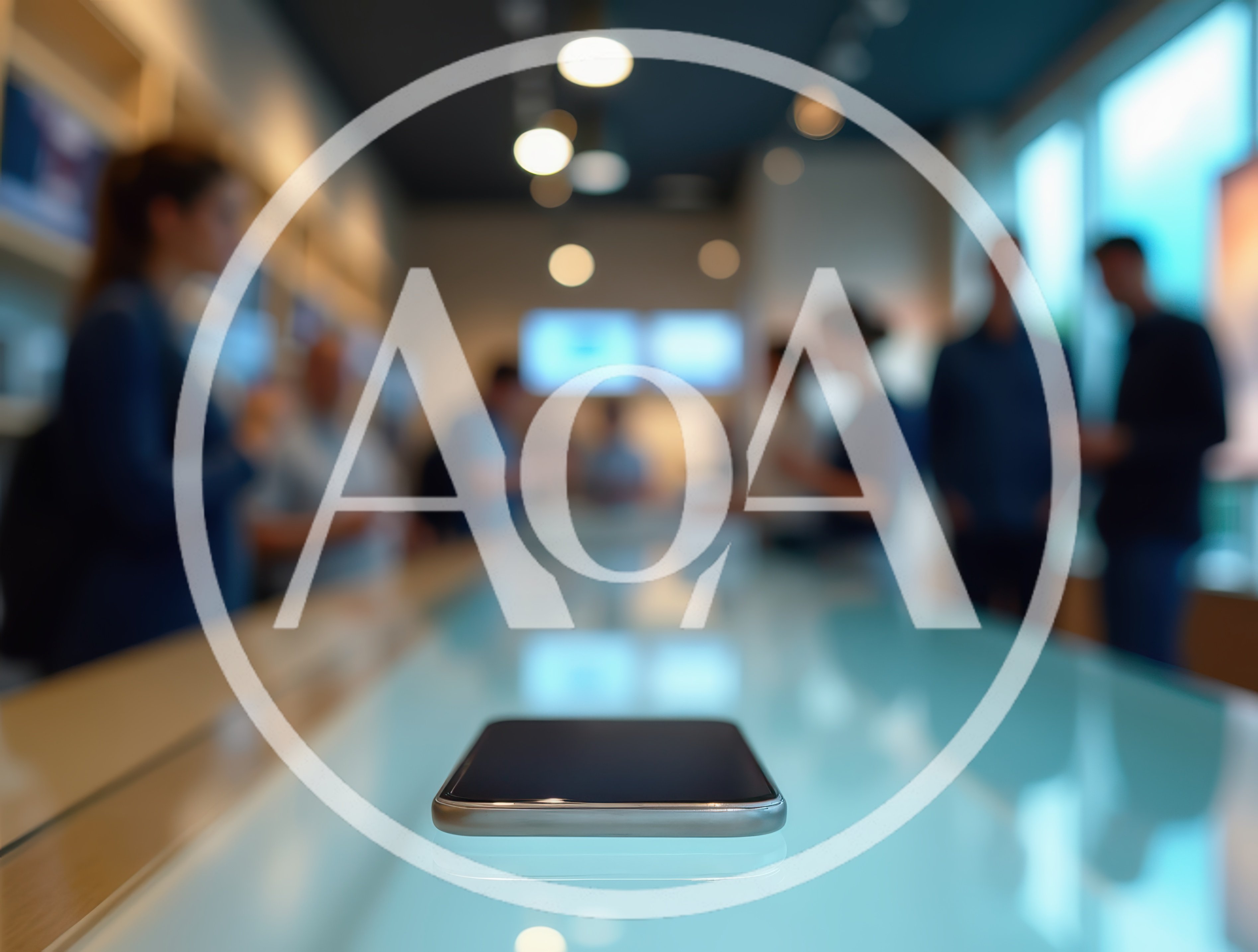 Smartphone Displayed on Glass Table in Retail Store