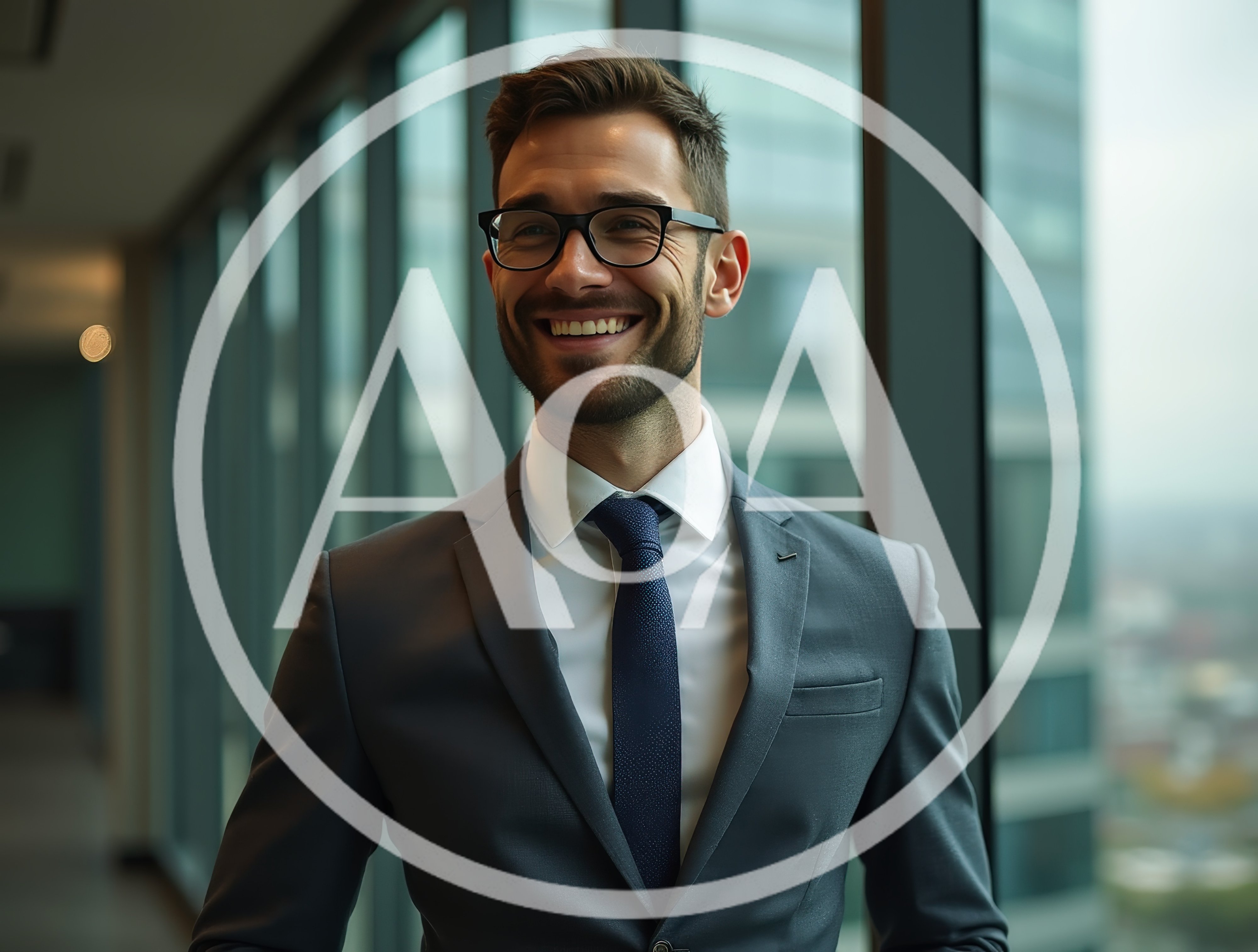 Smiling Businessman Standing In Modern Office Building