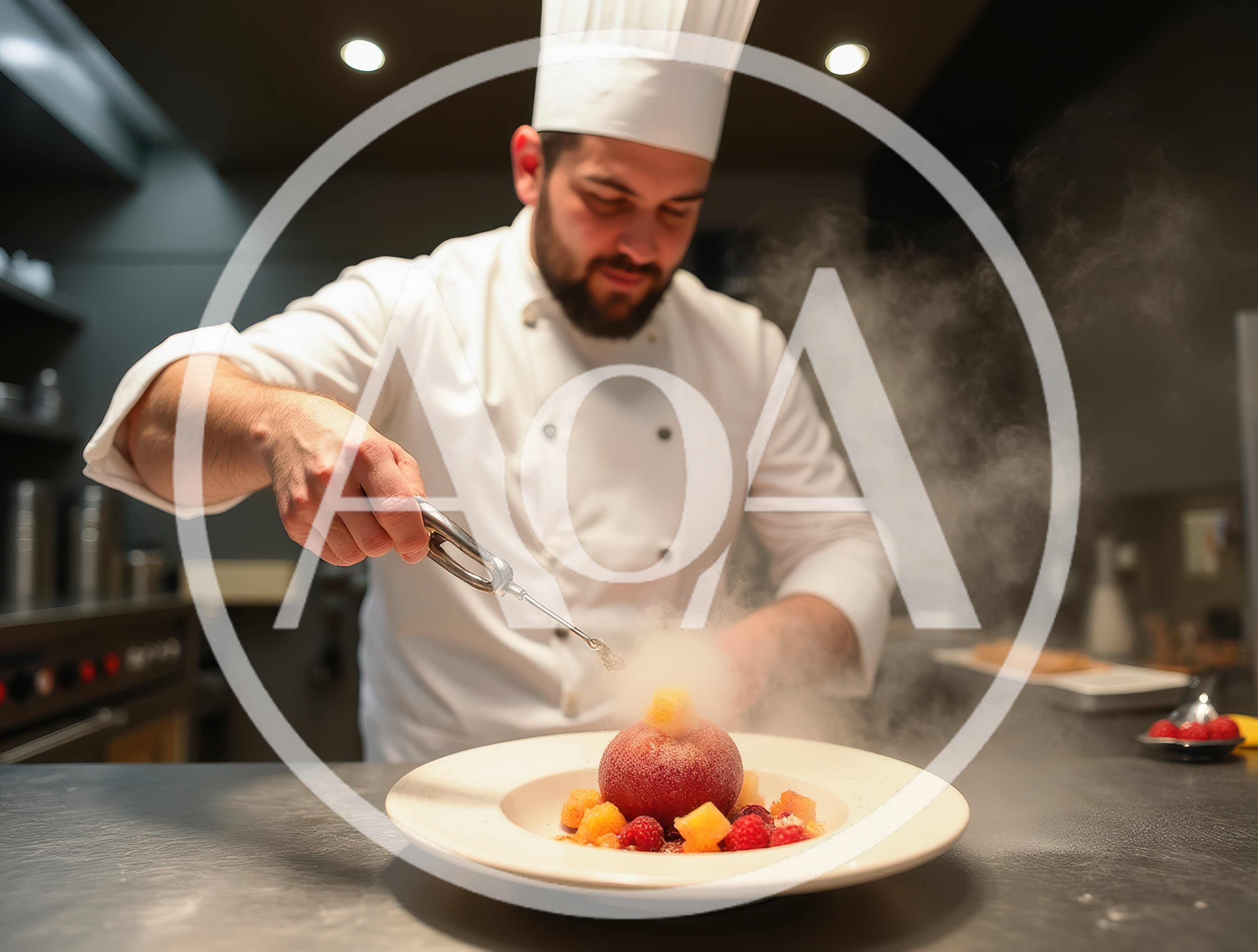 Professional Chef Plating Molecular Gastronomy Dessert