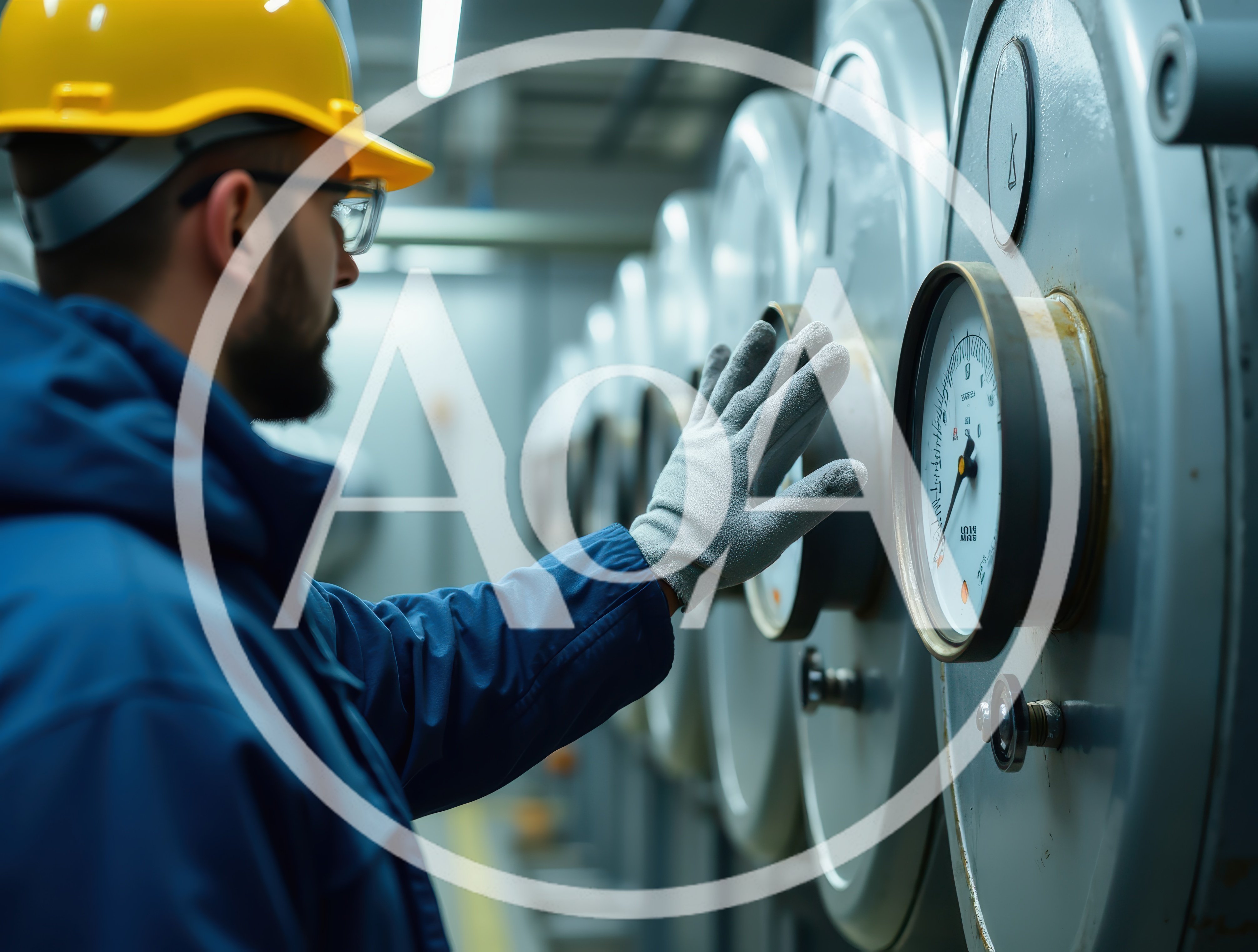 Industrial Technician Monitoring Pressure Gauges In A Factory