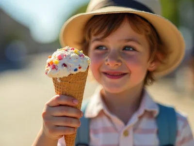 Young Boy Holding Ice Cream Cone