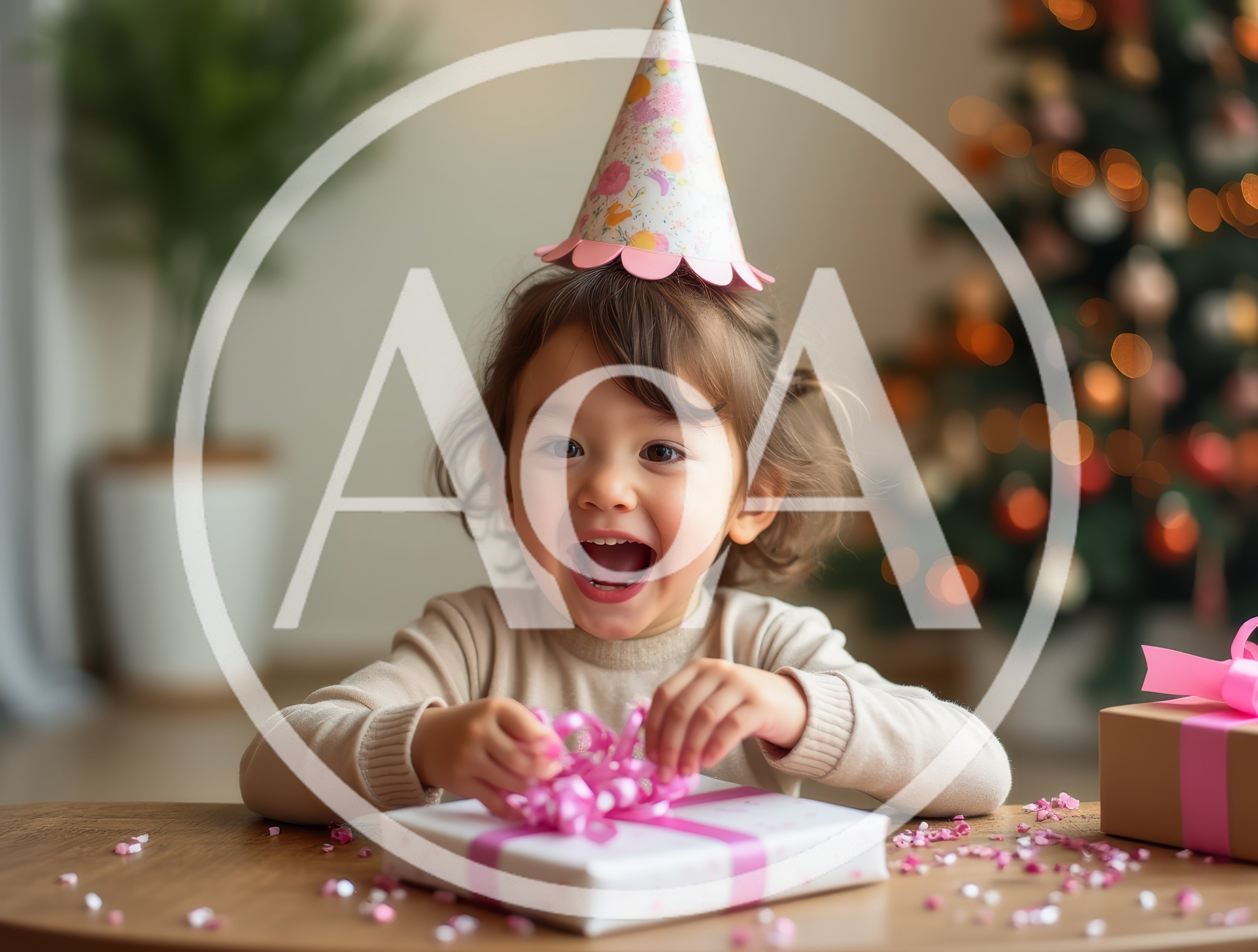 Excited Toddler Opening Birthday Gift At Home
