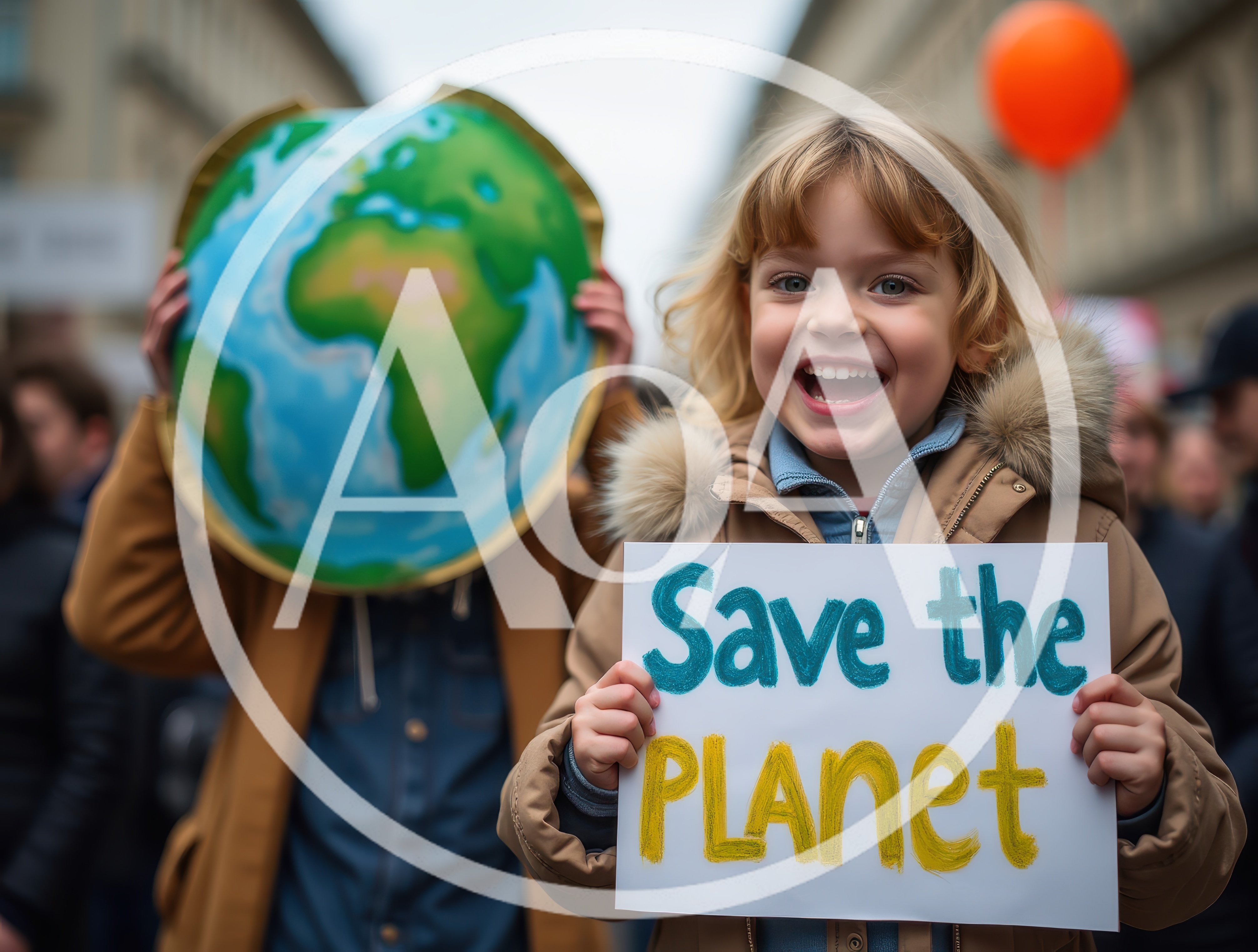 Young Child Holding Save The Planet Protest Sign