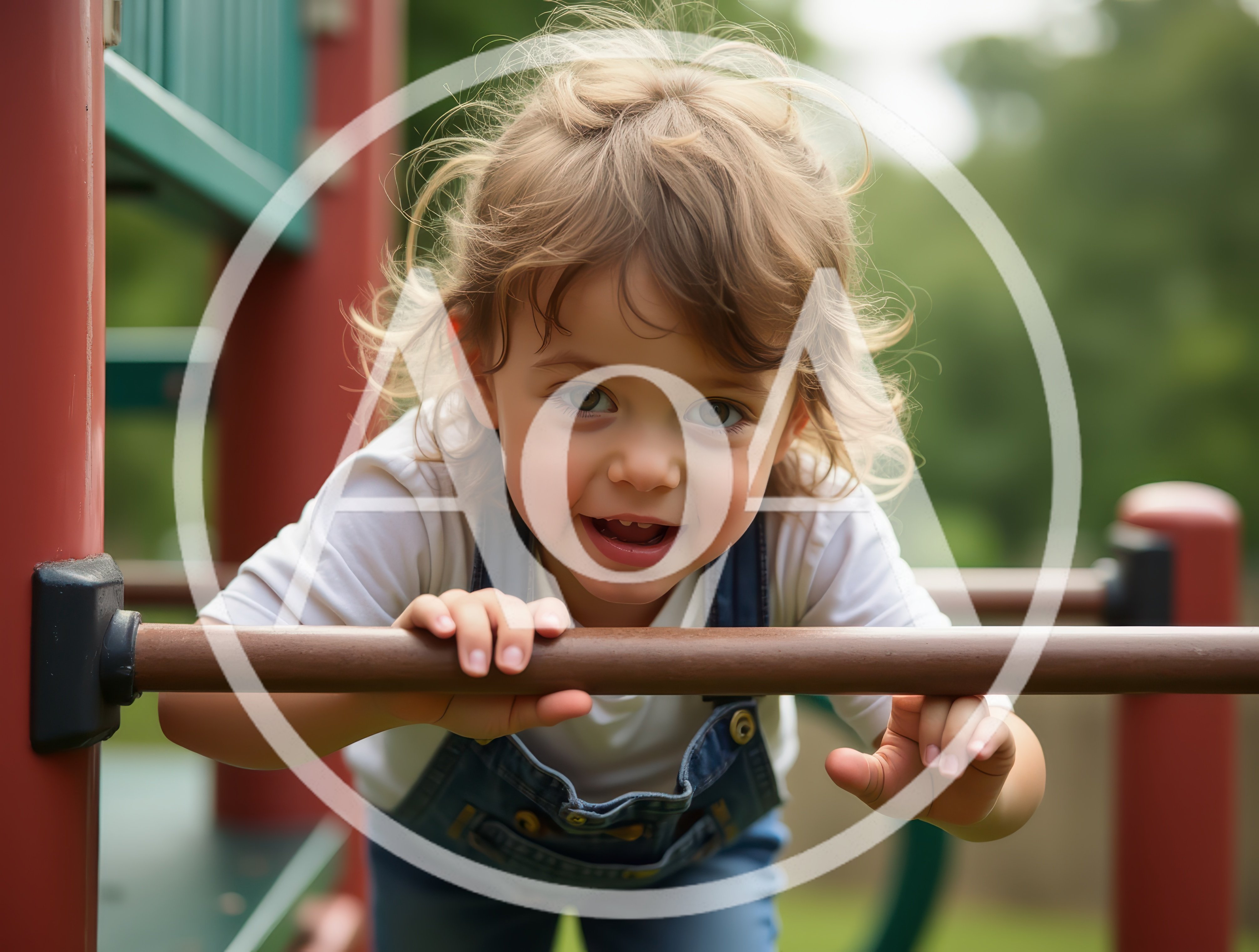 Toddler Girl Playing On Playground Equipment