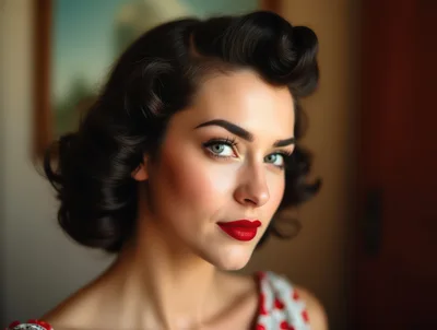 Portrait Of A Beautiful Woman With Vintage Hairstyle