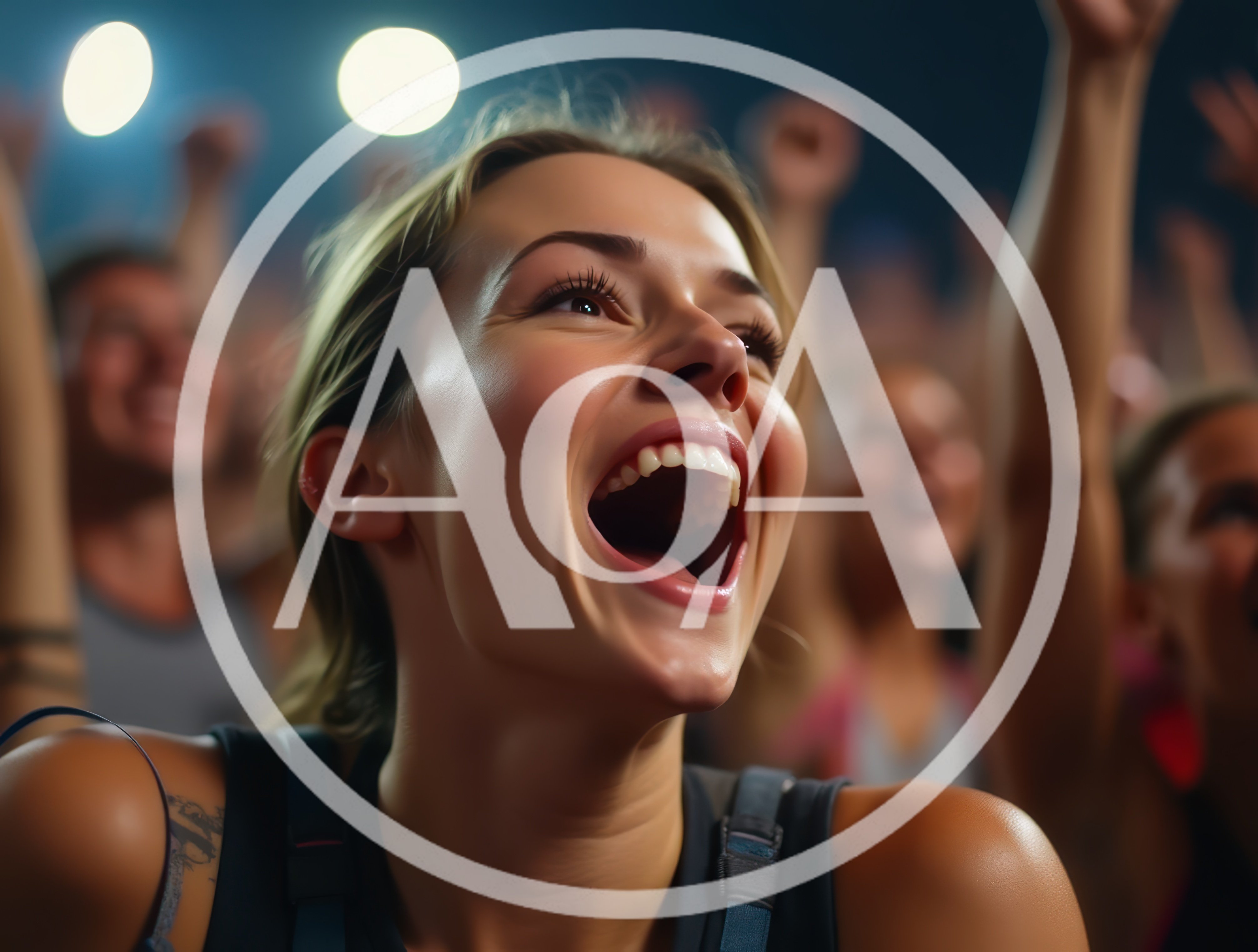 Excited Young Woman Cheering At A Concert