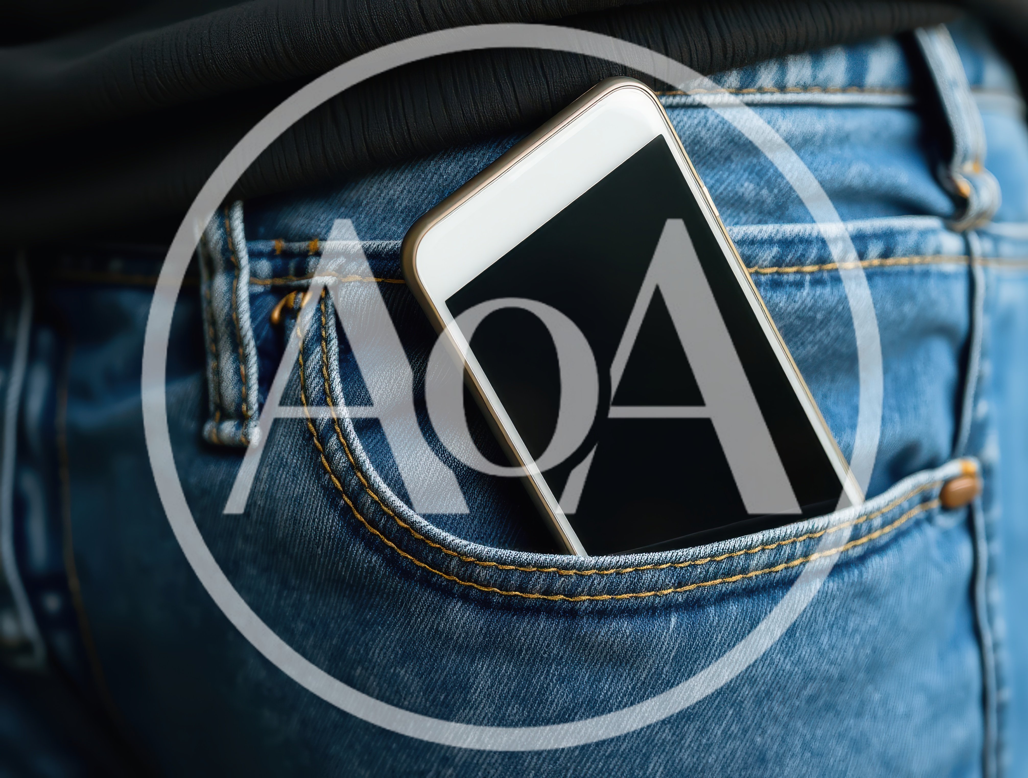 Smartphone Tucked Into Blue Denim Jeans Pocket