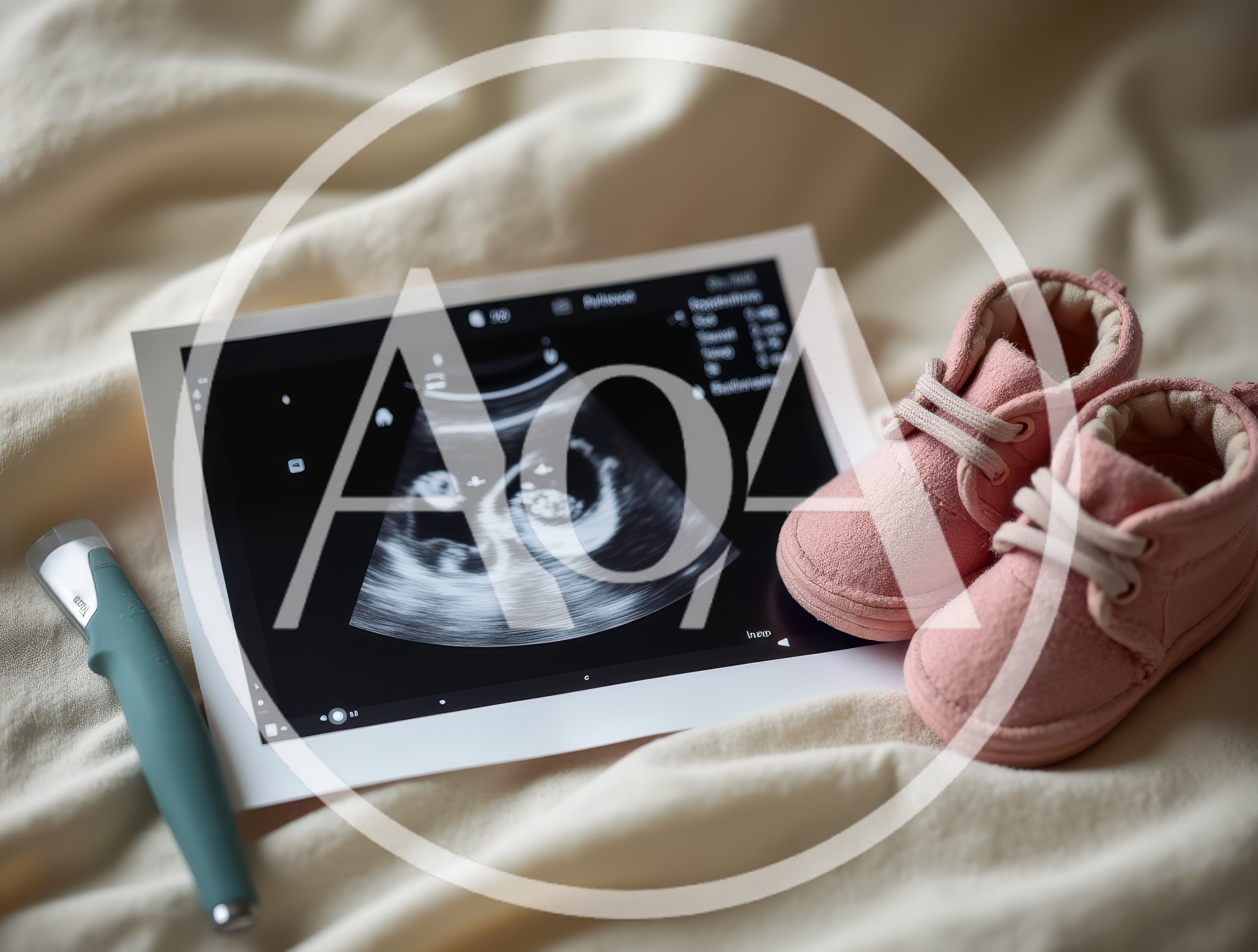 Ultrasound Scan With Baby Shoes On Soft Fabric