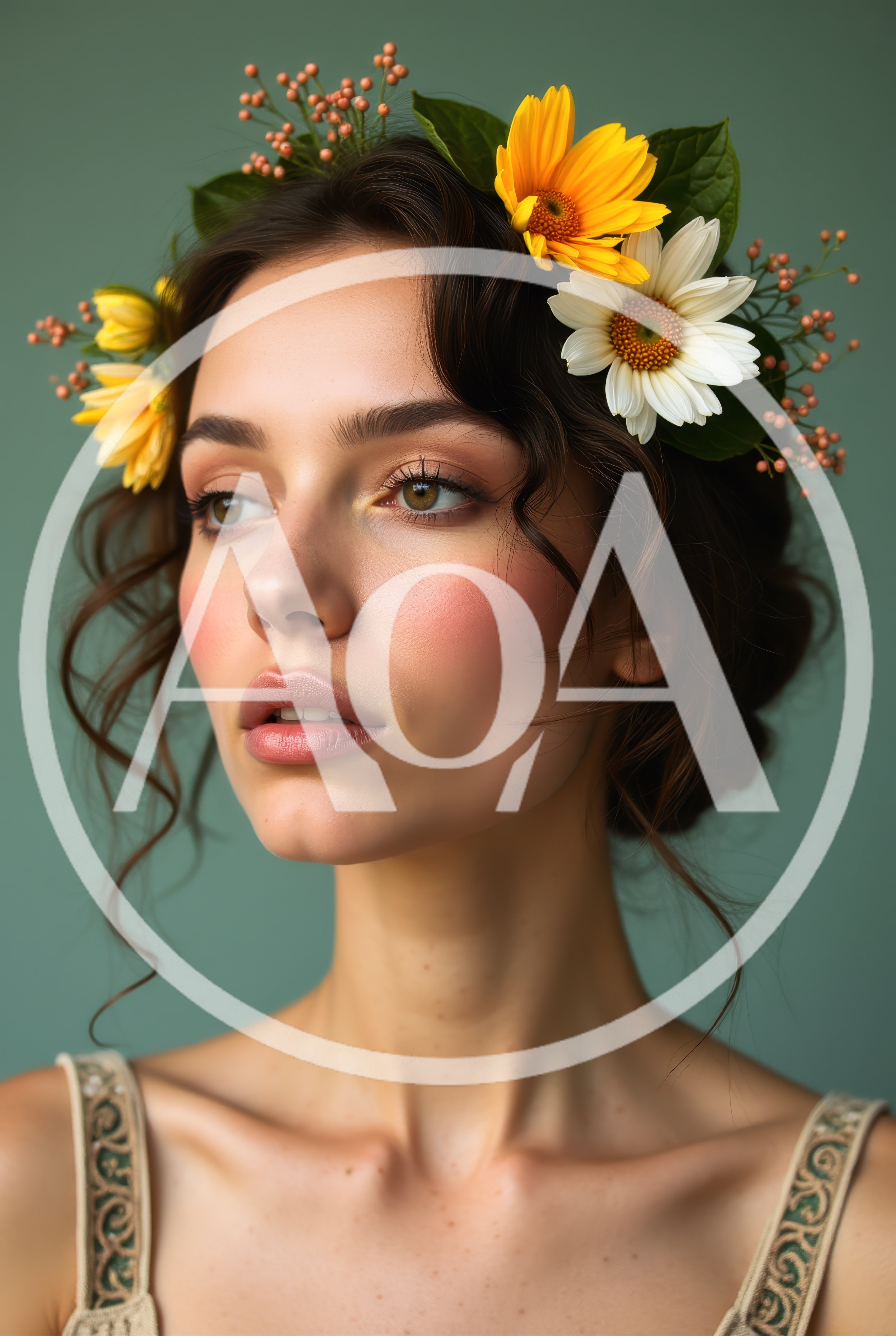 Portrait Of A Young Woman With Floral Hair Crown