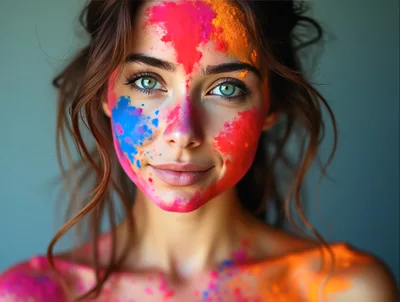 Portrait Of A Woman With Holi Powder