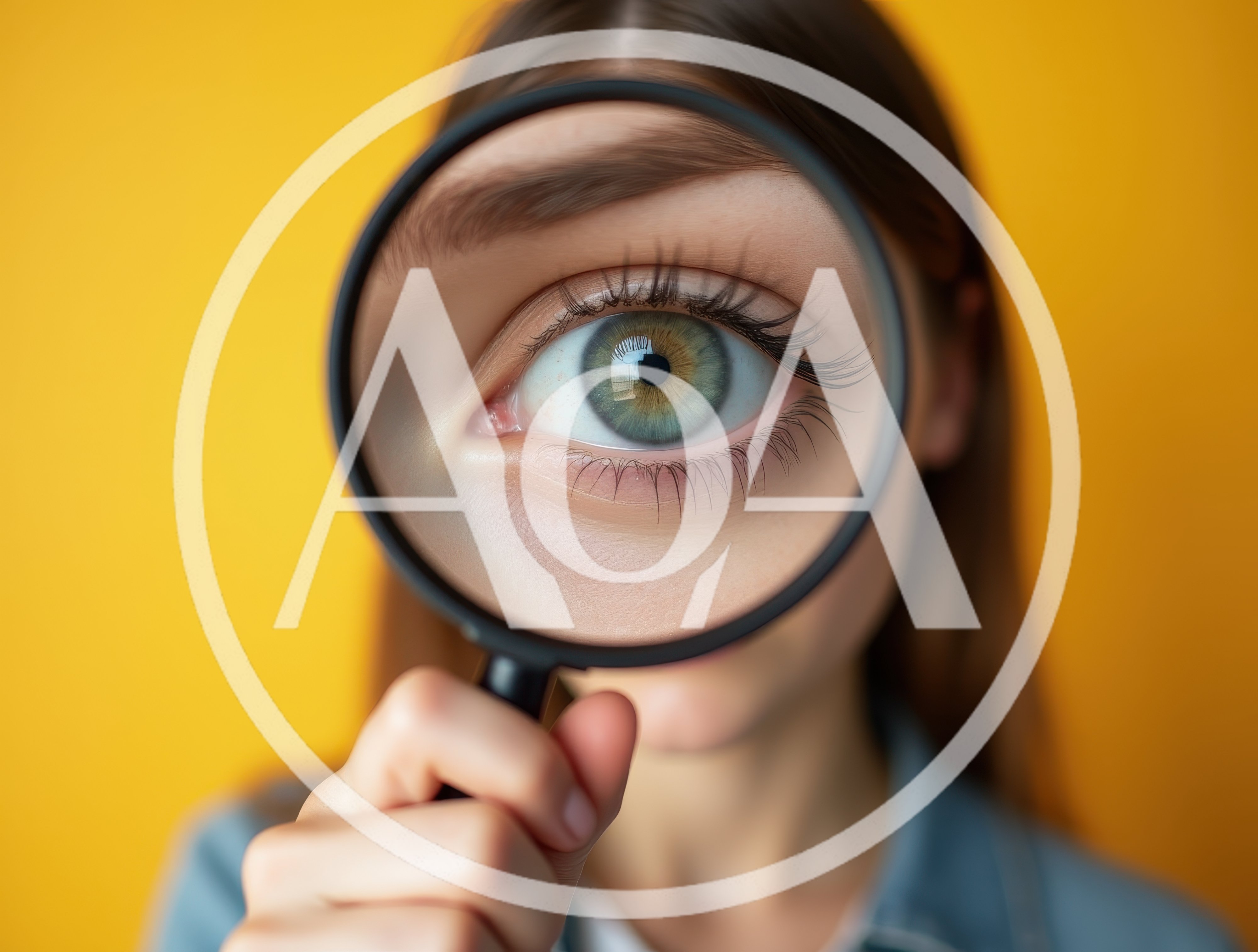 Woman Looking Through Magnifying Glass At Her Eye