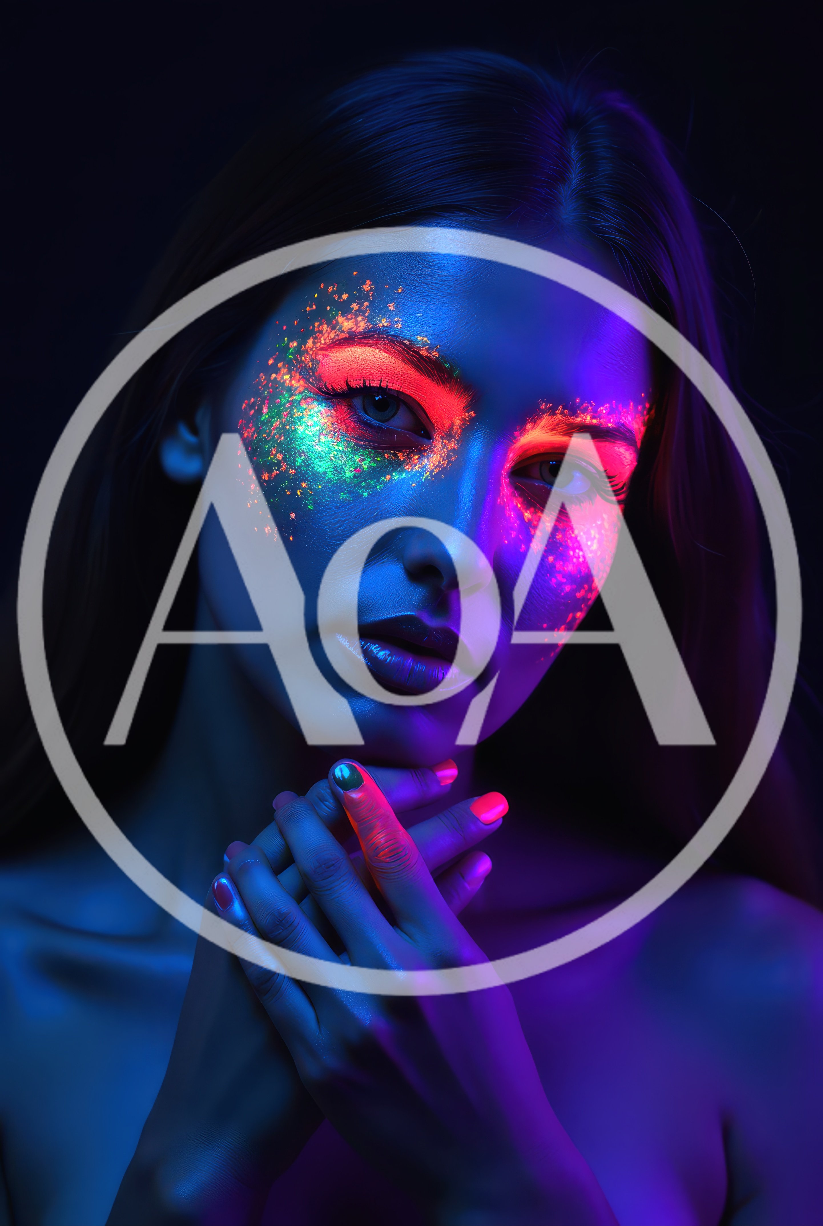 Portrait Of A Woman With Neon Fluorescent Makeup