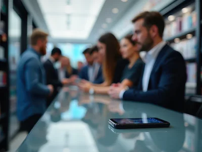 Smartphone Resting On A Modern Office Meeting Table