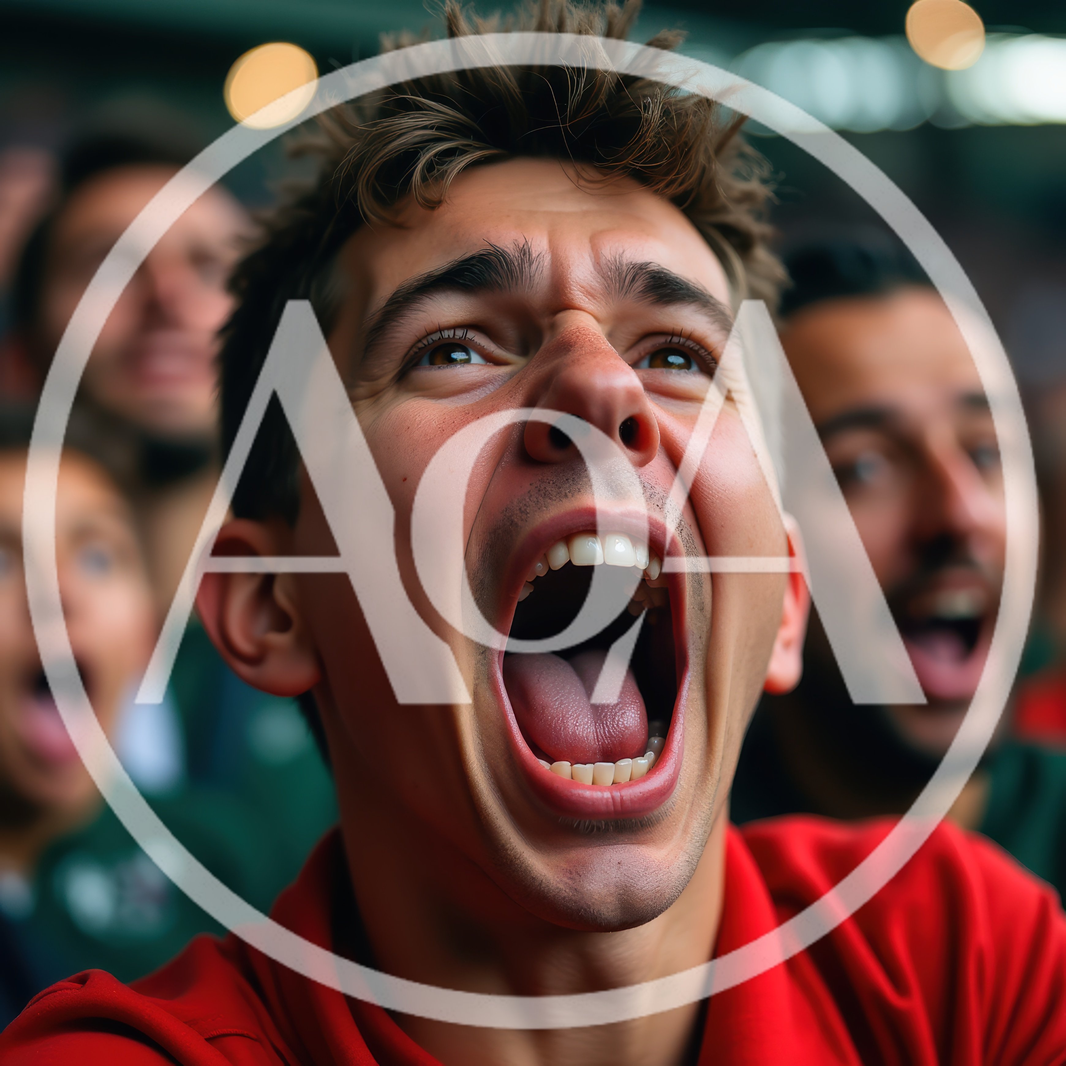Excited Sports Fan Cheering In A Stadium Crowd
